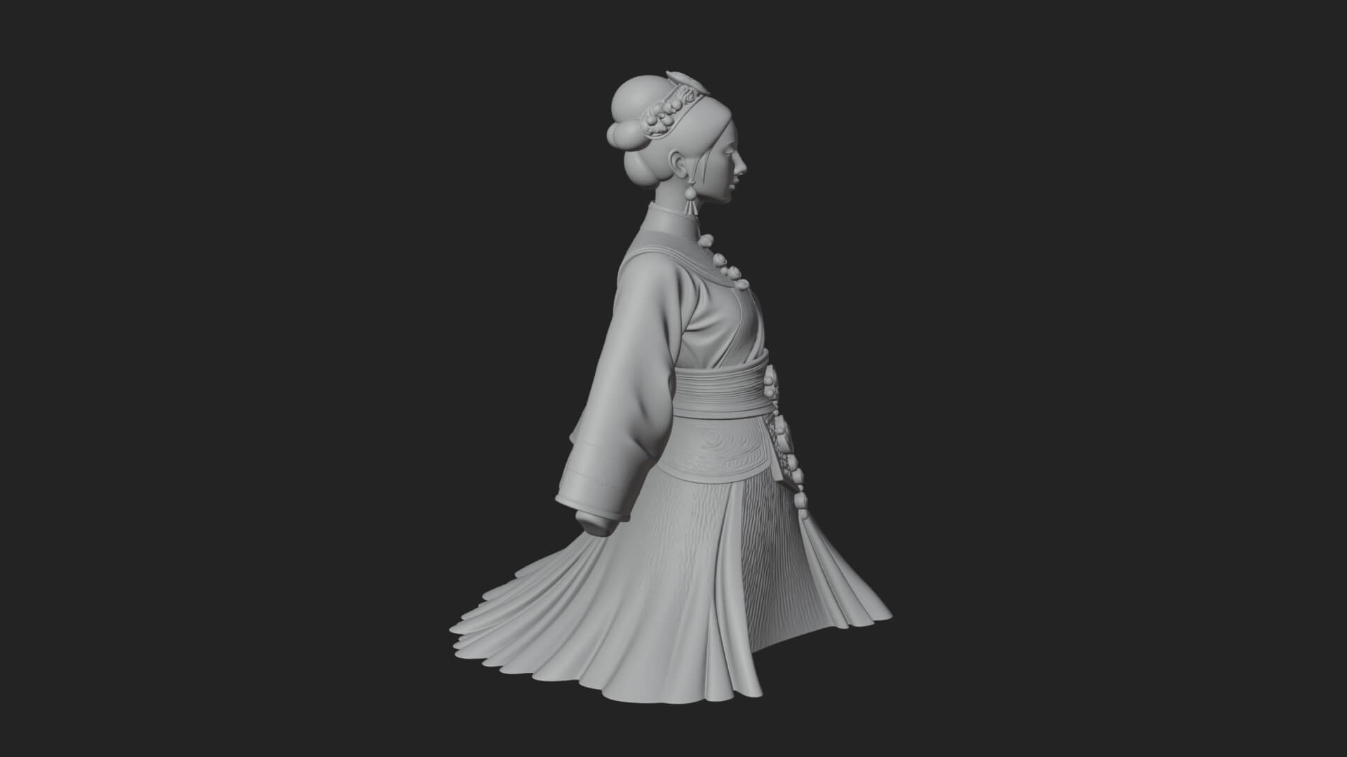 Hanfu Lady Standing Statue Design 8 3D Print Model 3D Model