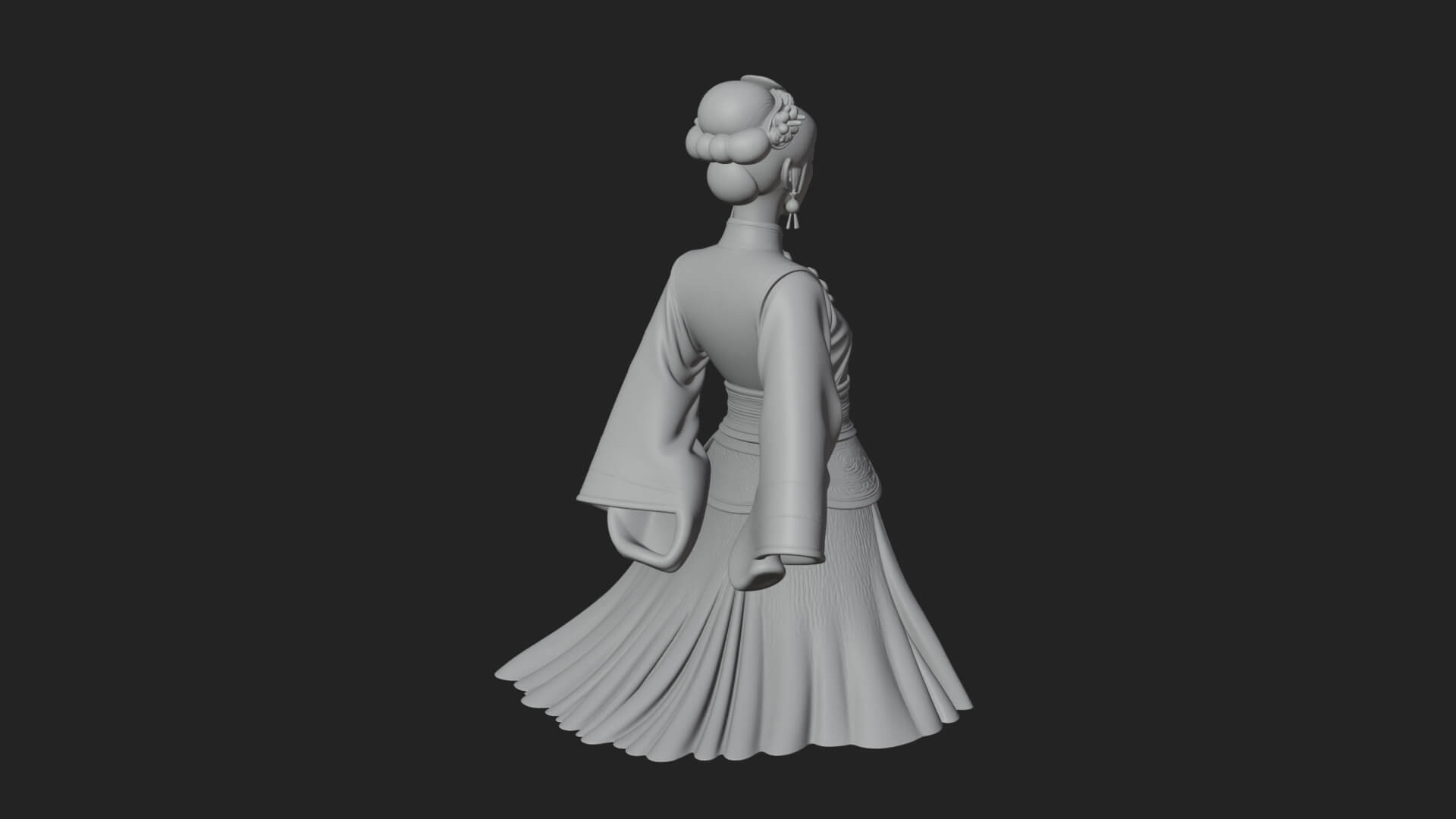 Hanfu Lady Standing Statue Design 8 3D Print Model 3D Model