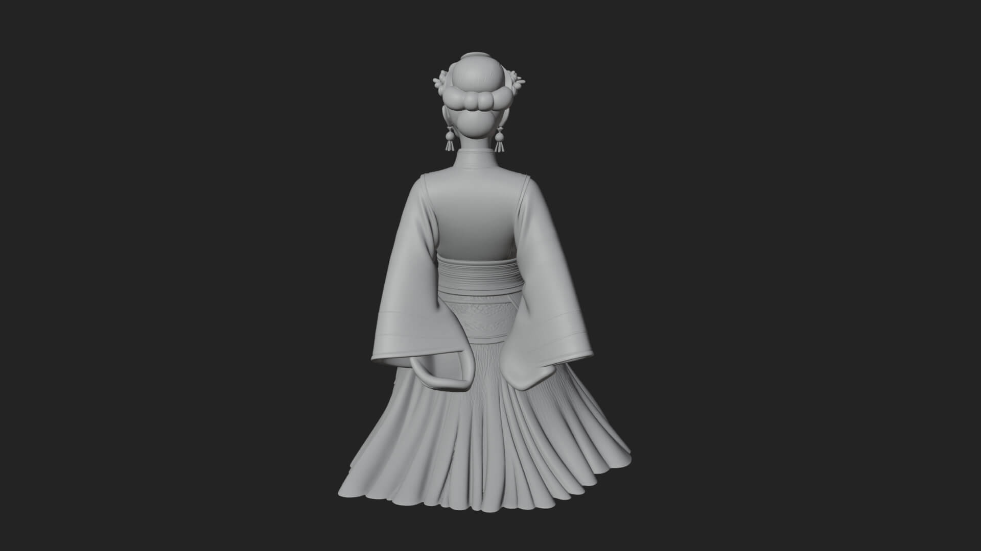 Hanfu Lady Standing Statue Design 8 3D Print Model 3D Model