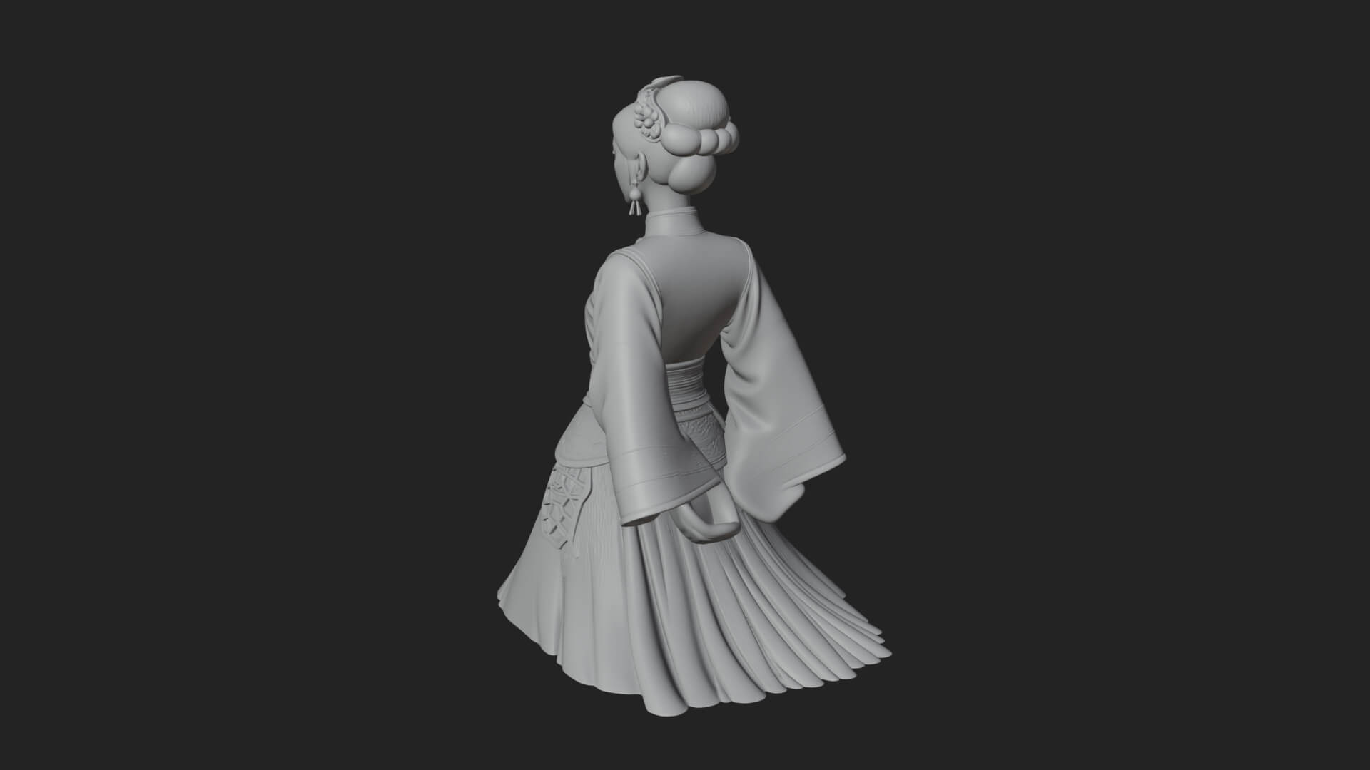 Hanfu Lady Standing Statue Design 8 3D Print Model 3D Model