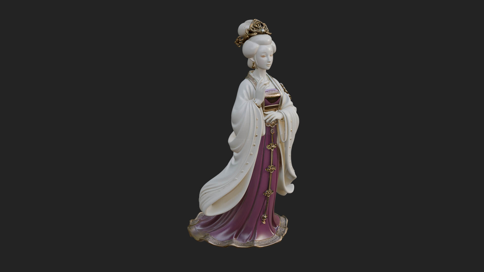 Hanfu Lady Standing Statue Design 9 3D Print Model 3D Model