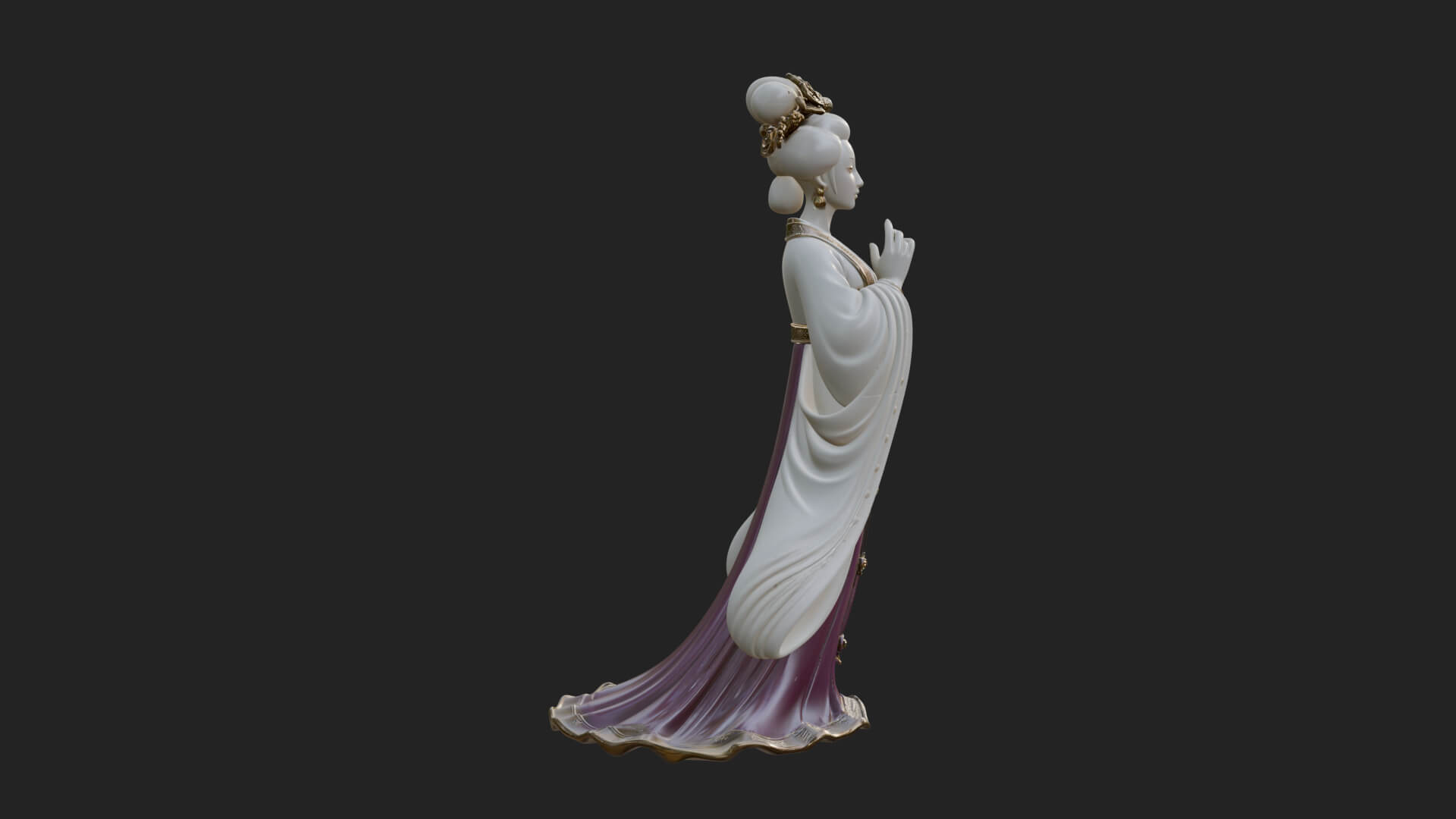 Hanfu Lady Standing Statue Design 9 3D Print Model 3D Model
