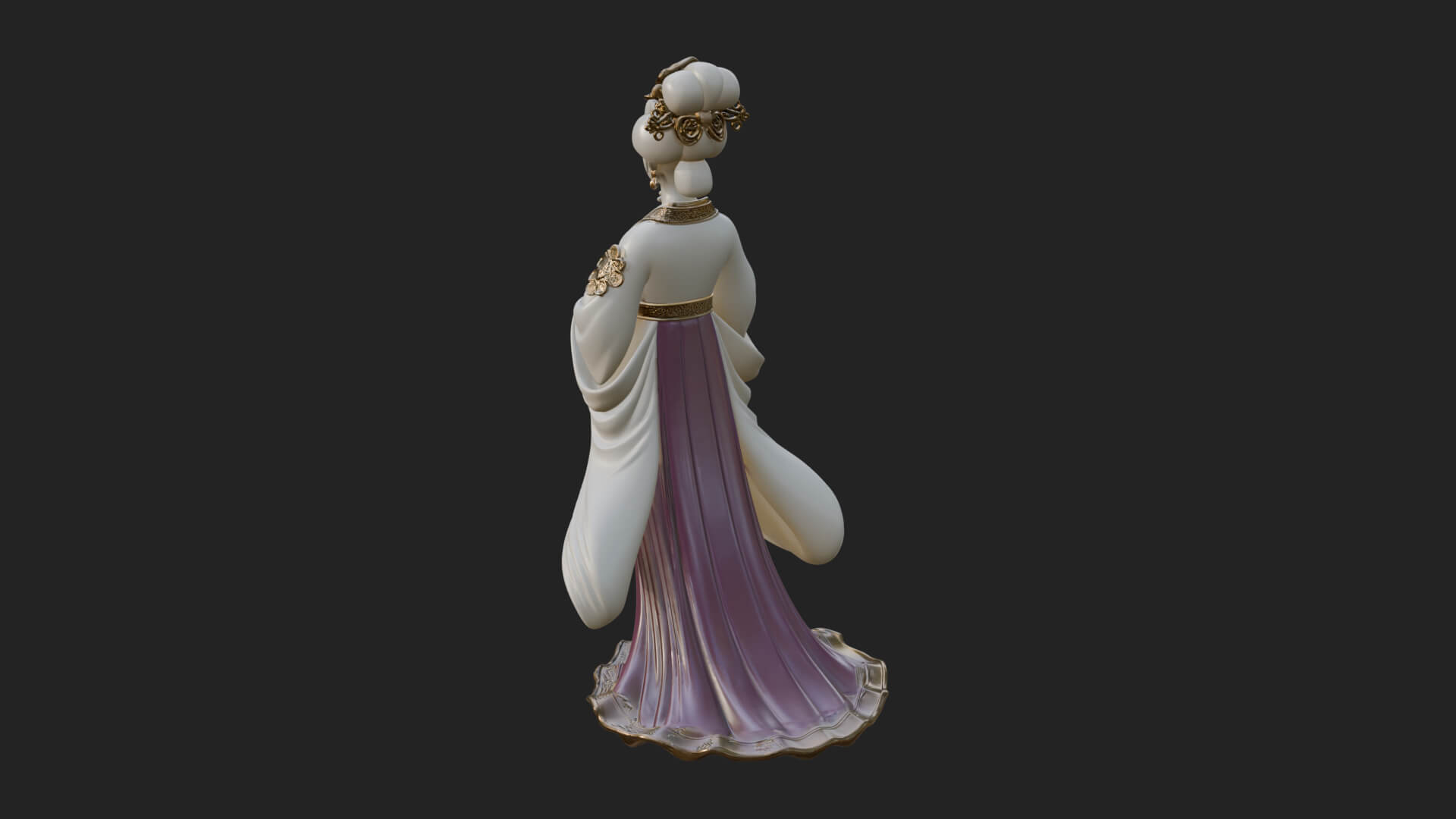 Hanfu Lady Standing Statue Design 9 3D Print Model 3D Model