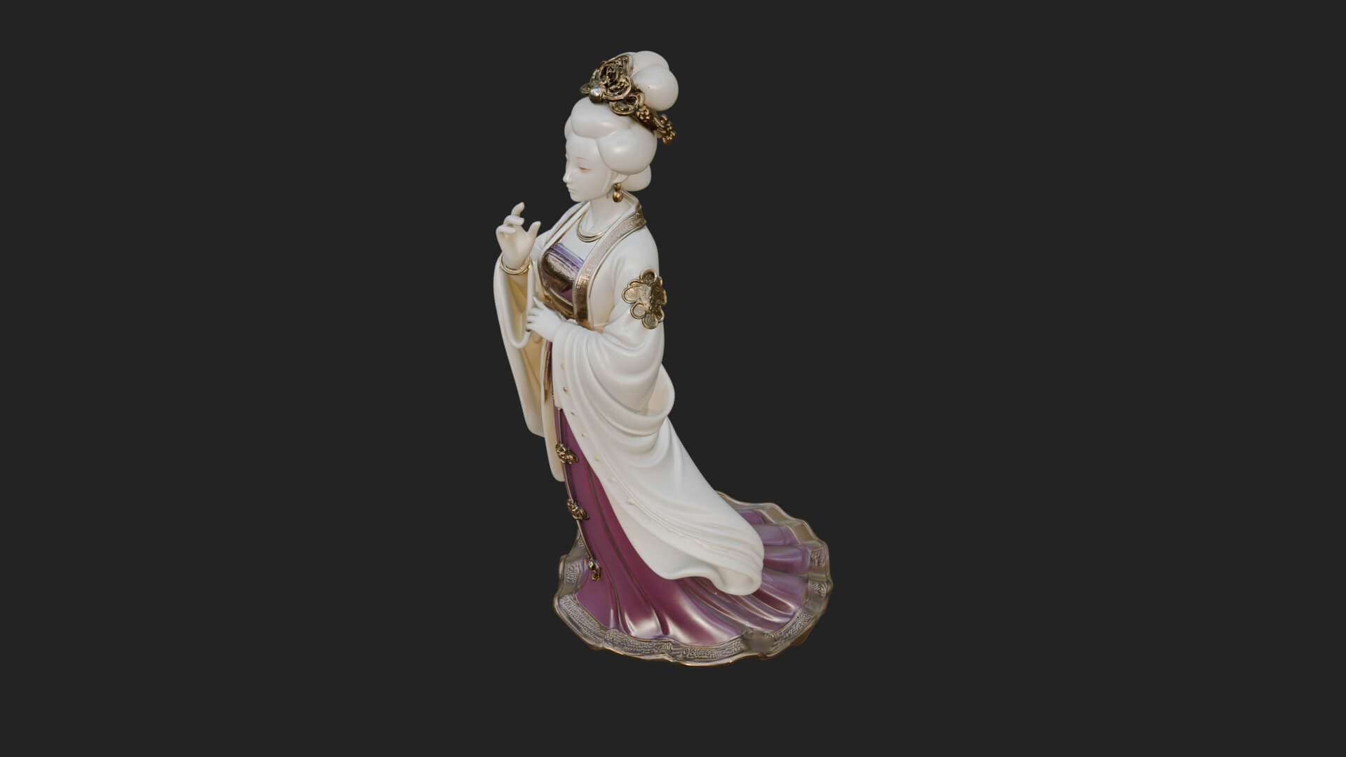 Hanfu Lady Standing Statue Design 9 3D Print Model 3D Model