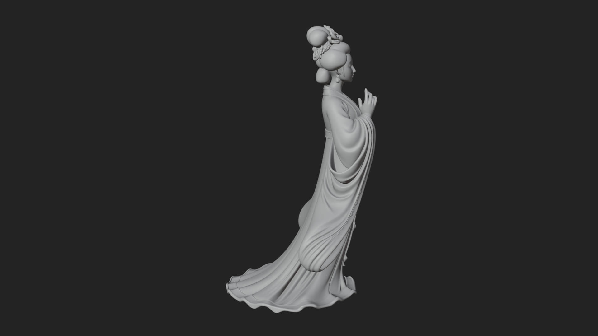 Hanfu Lady Standing Statue Design 9 3D Print Model 3D Model