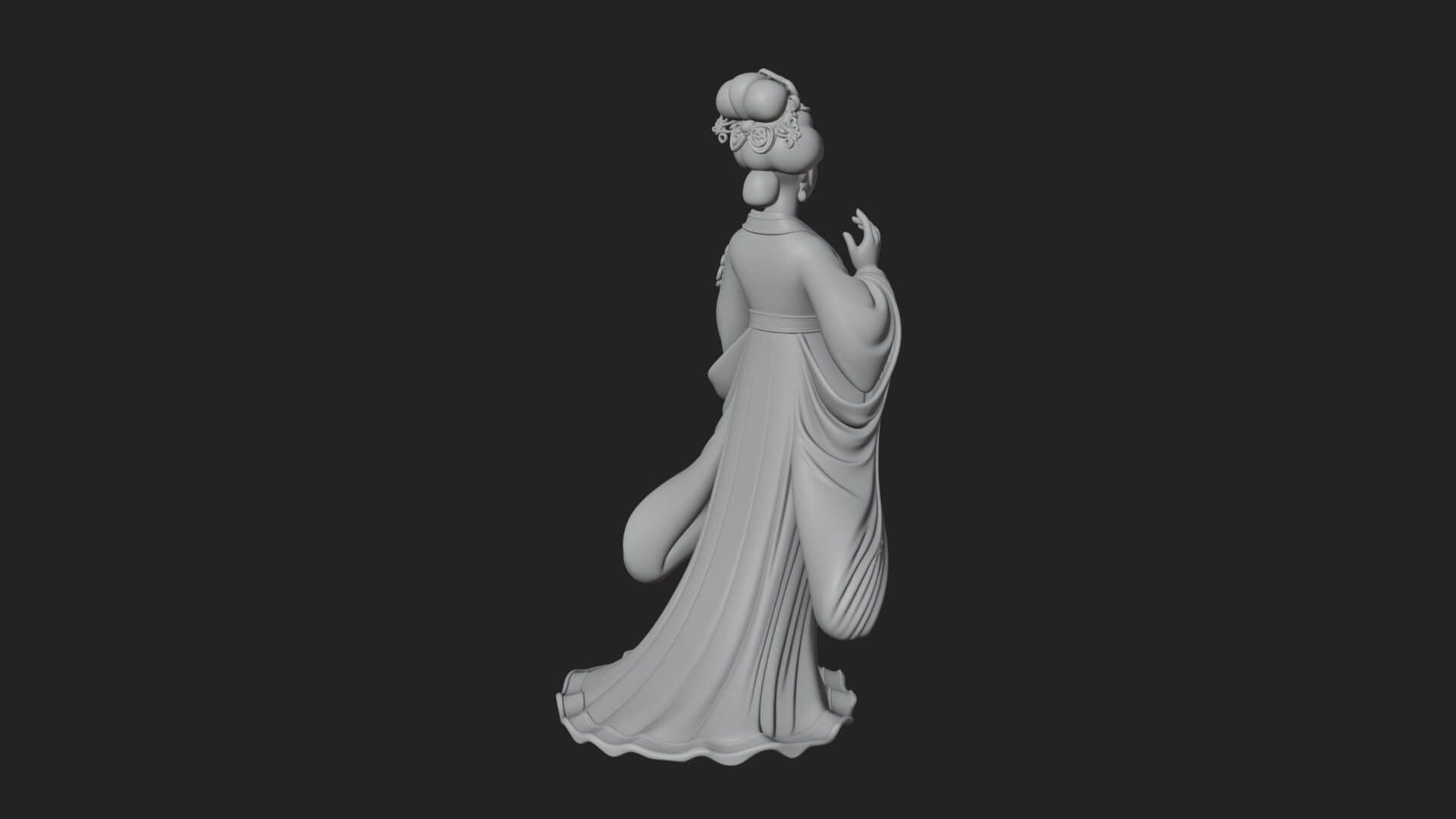Hanfu Lady Standing Statue Design 9 3D Print Model 3D Model