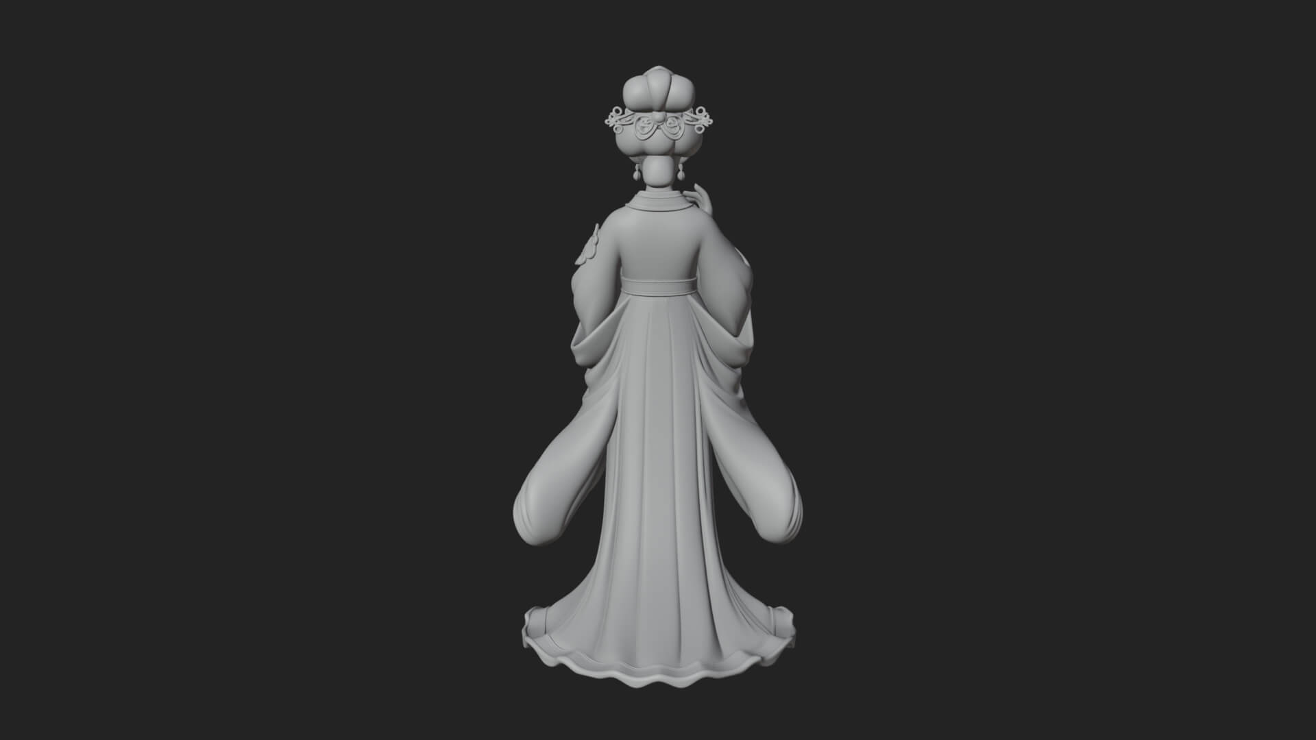 Hanfu Lady Standing Statue Design 9 3D Print Model 3D Model