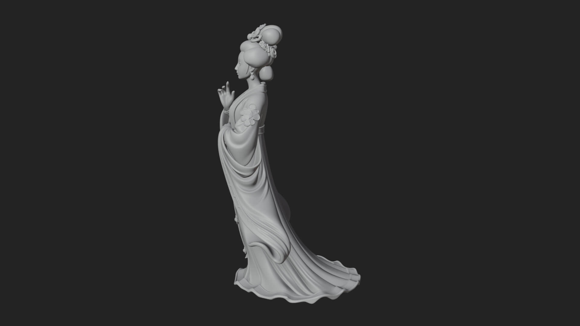 Hanfu Lady Standing Statue Design 9 3D Print Model 3D Model