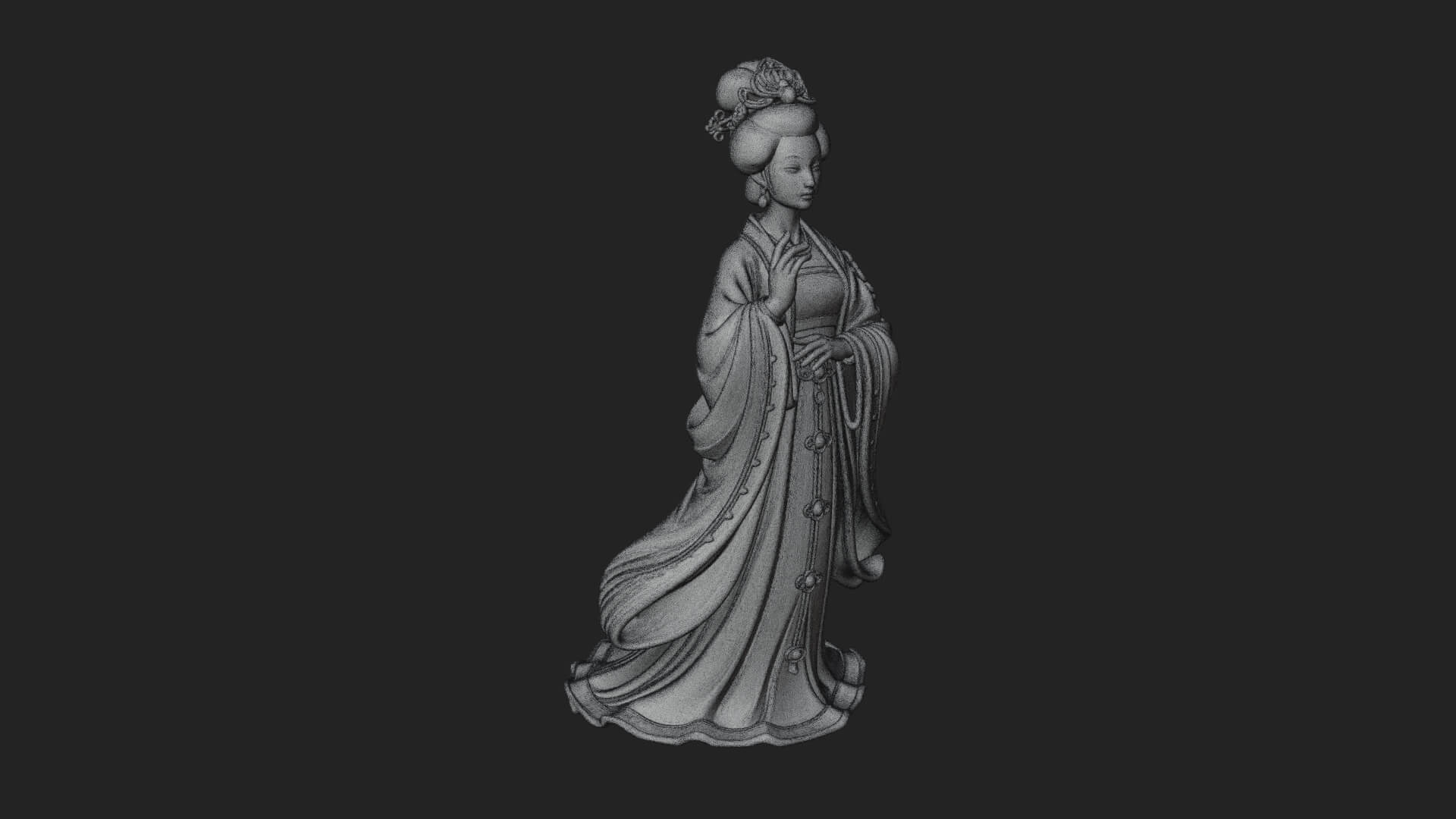 Hanfu Lady Standing Statue Design 9 3D Print Model 3D Model