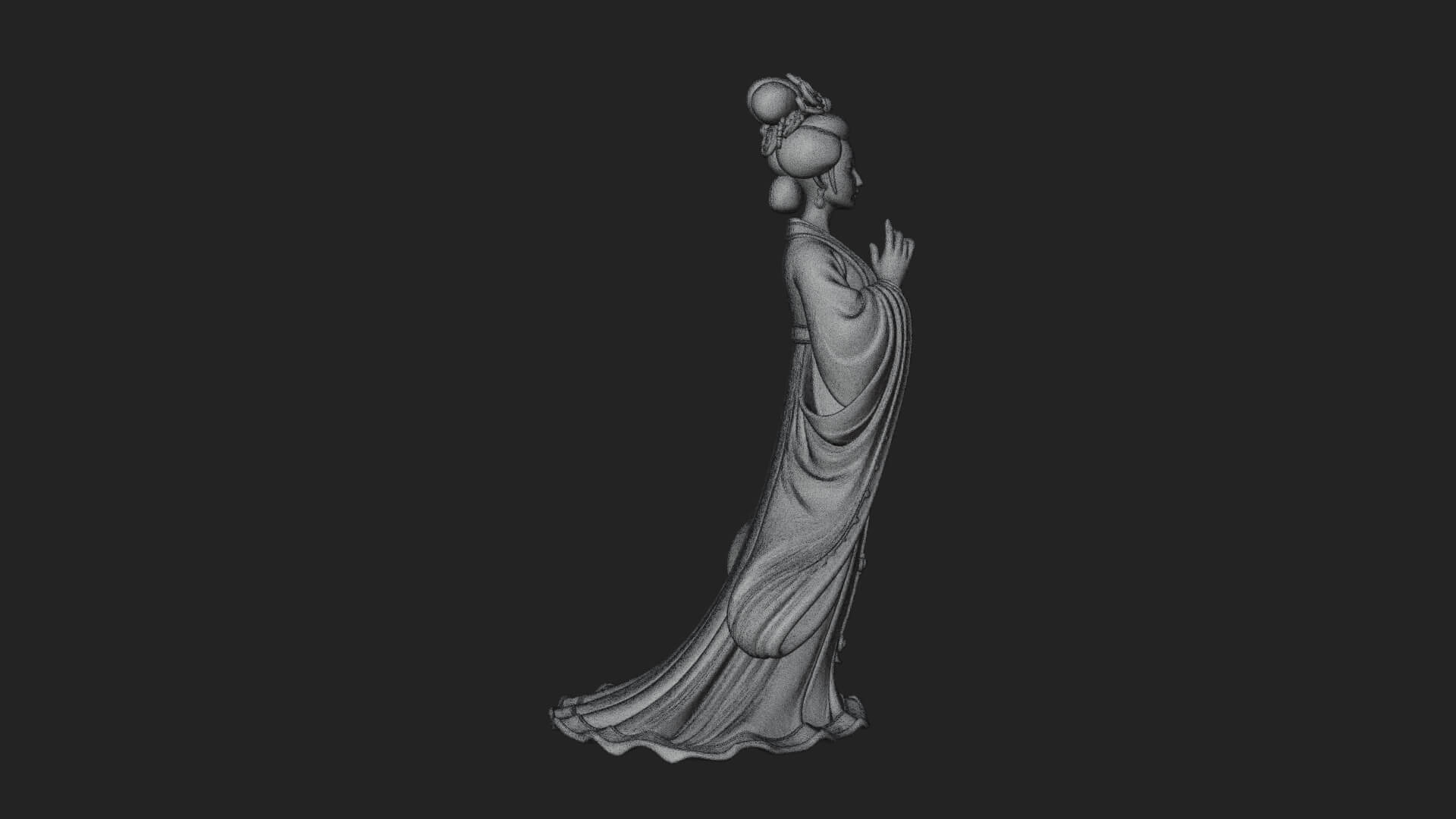 Hanfu Lady Standing Statue Design 9 3D Print Model 3D Model