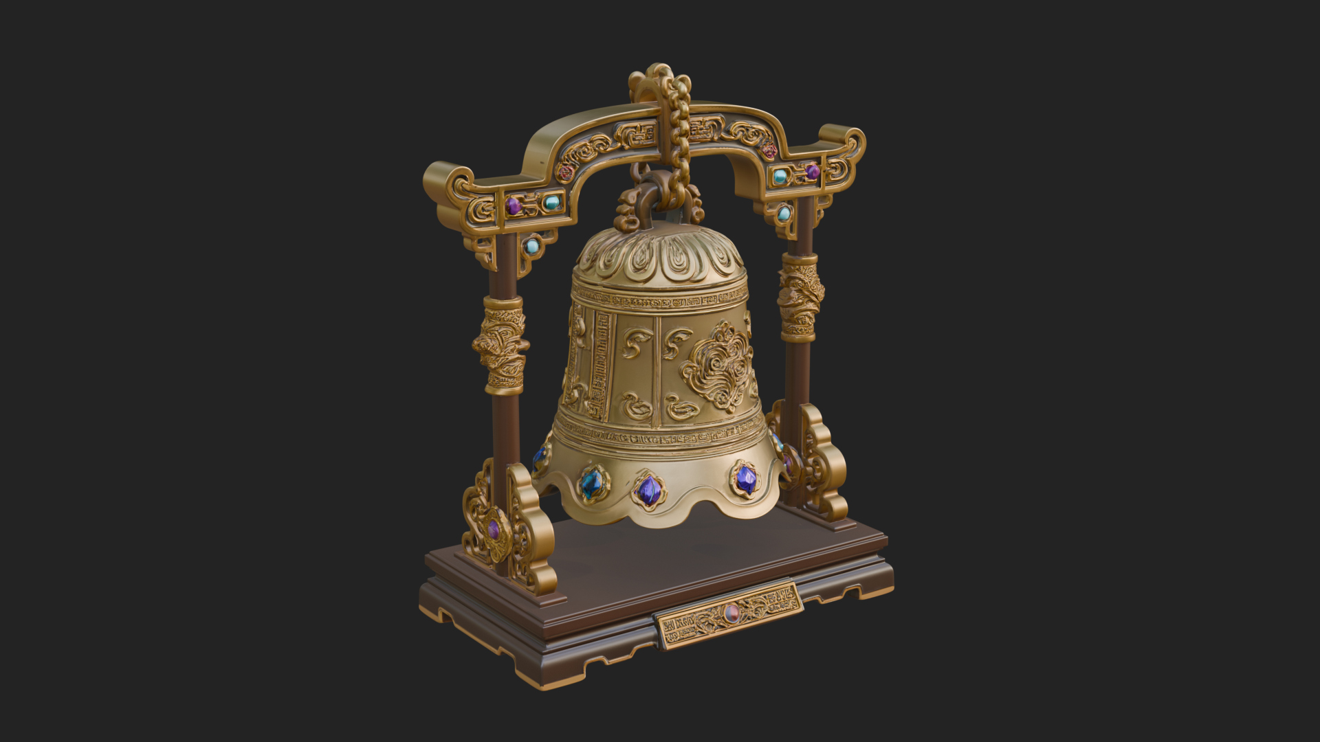 Hanging Temple Bell Model Design 1 3D Print Model 3D Model