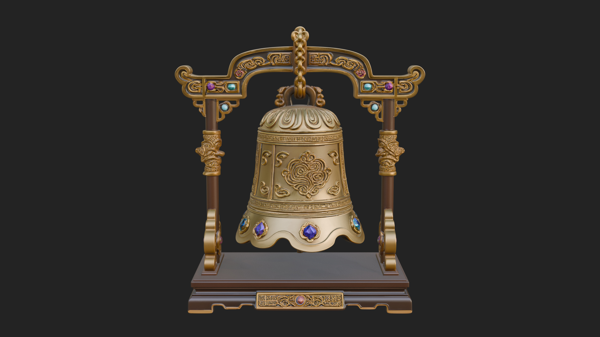 Hanging Temple Bell Model Design 1 3D Print Model 3D Model