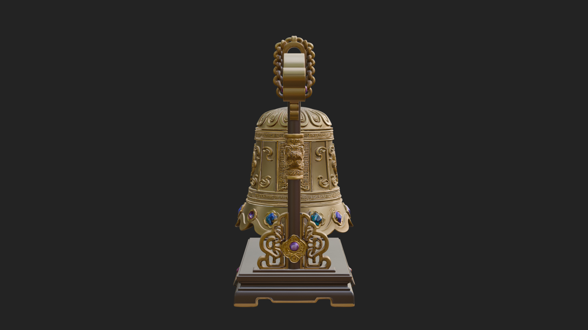Hanging Temple Bell Model Design 1 3D Print Model 3D Model