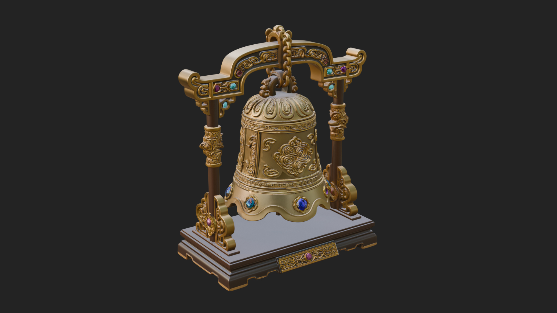 Hanging Temple Bell Model Design 1 3D Print Model 3D Model