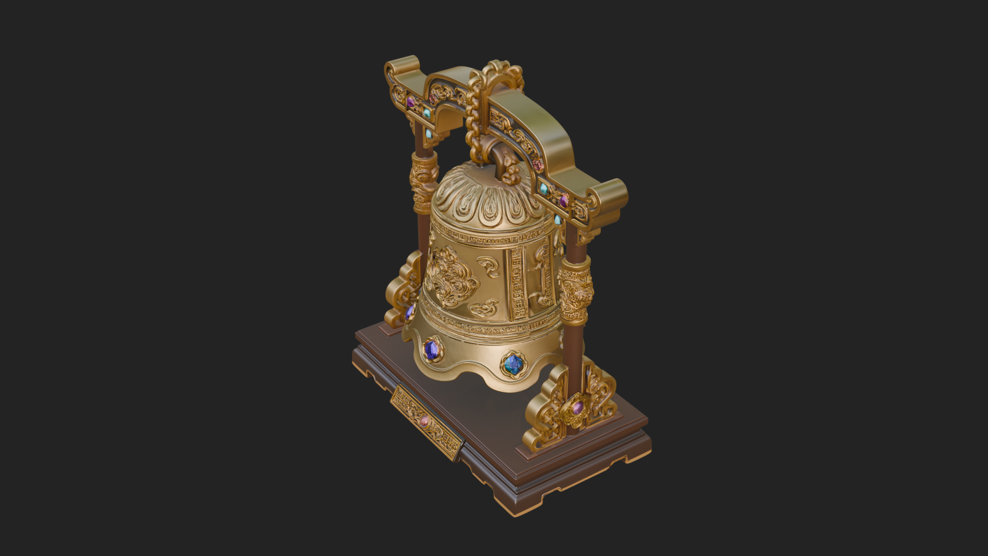 Hanging Temple Bell Model Design 1 3D Print Model 3D Model