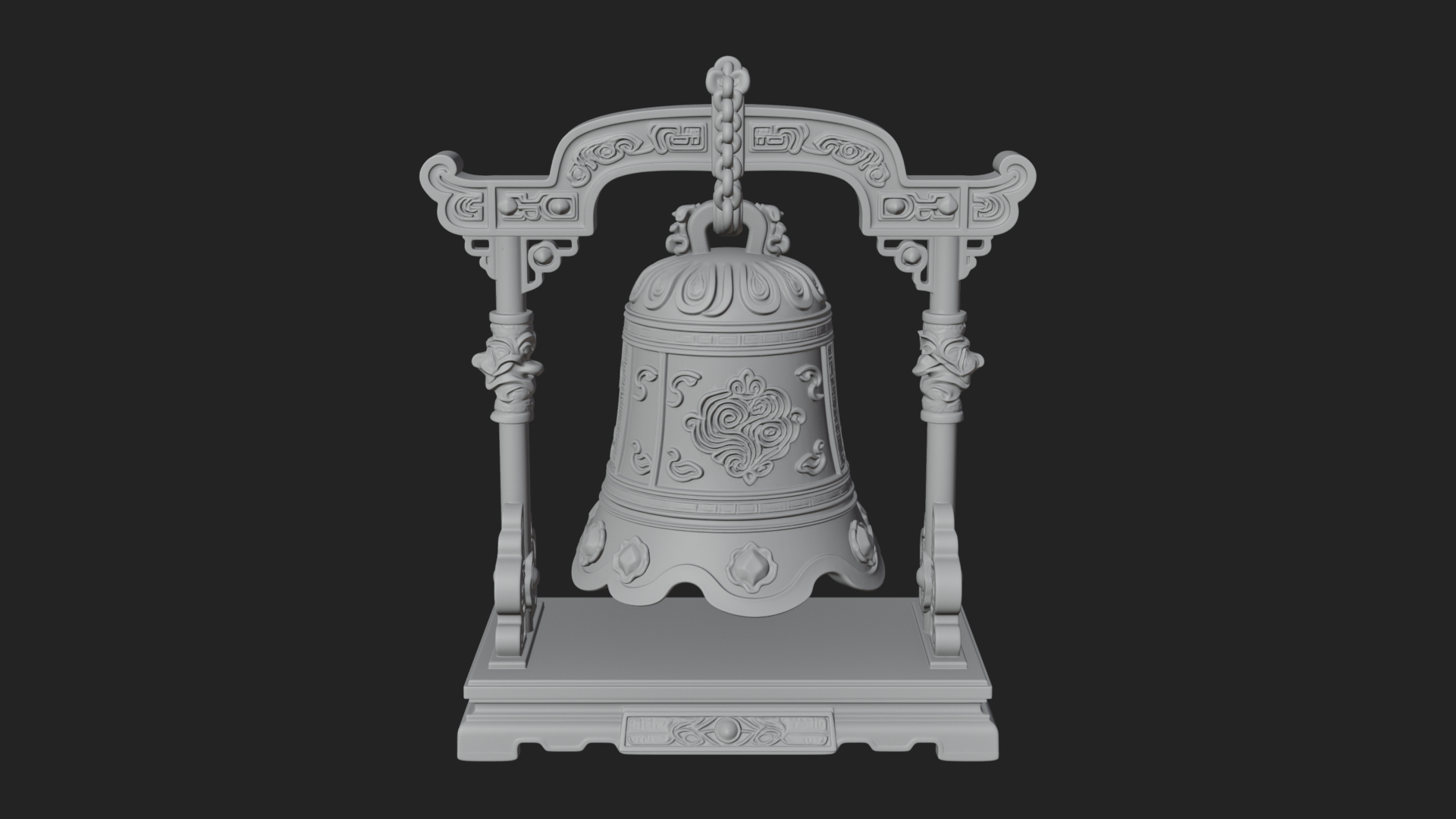 Hanging Temple Bell Model Design 1 3D Print Model 3D Model