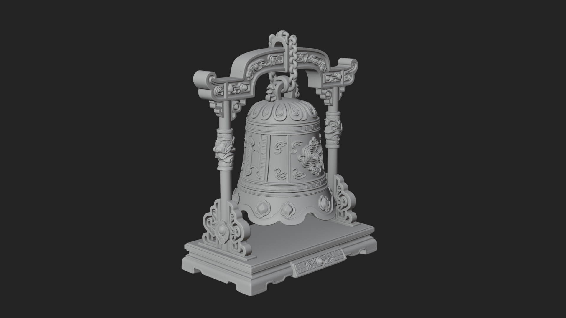 Hanging Temple Bell Model Design 1 3D Print Model 3D Model