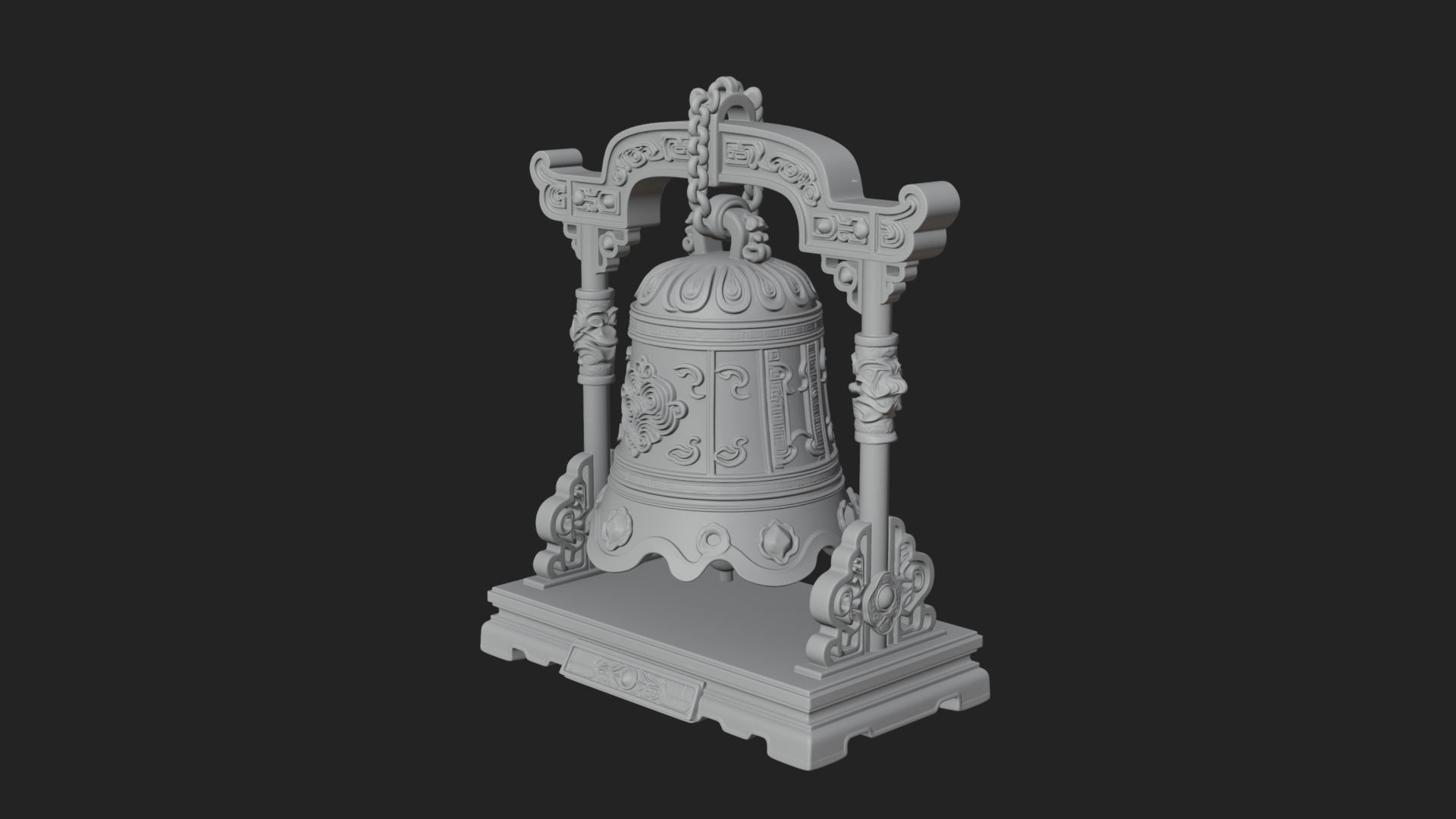 Hanging Temple Bell Model Design 1 3D Print Model 3D Model