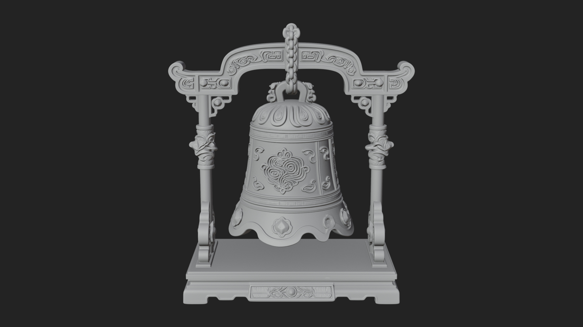 Hanging Temple Bell Model Design 1 3D Print Model 3D Model