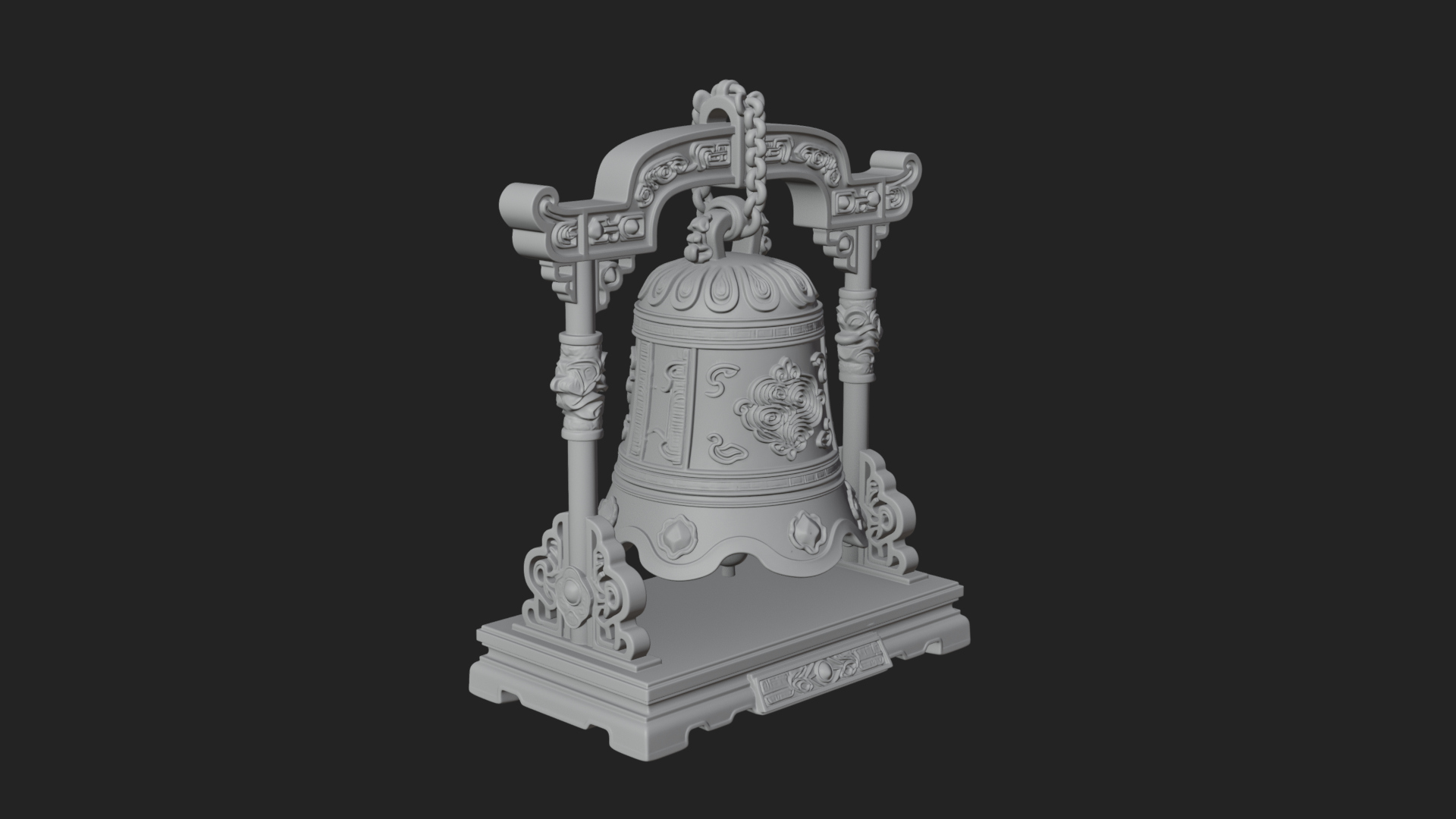 Hanging Temple Bell Model Design 1 3D Print Model 3D Model