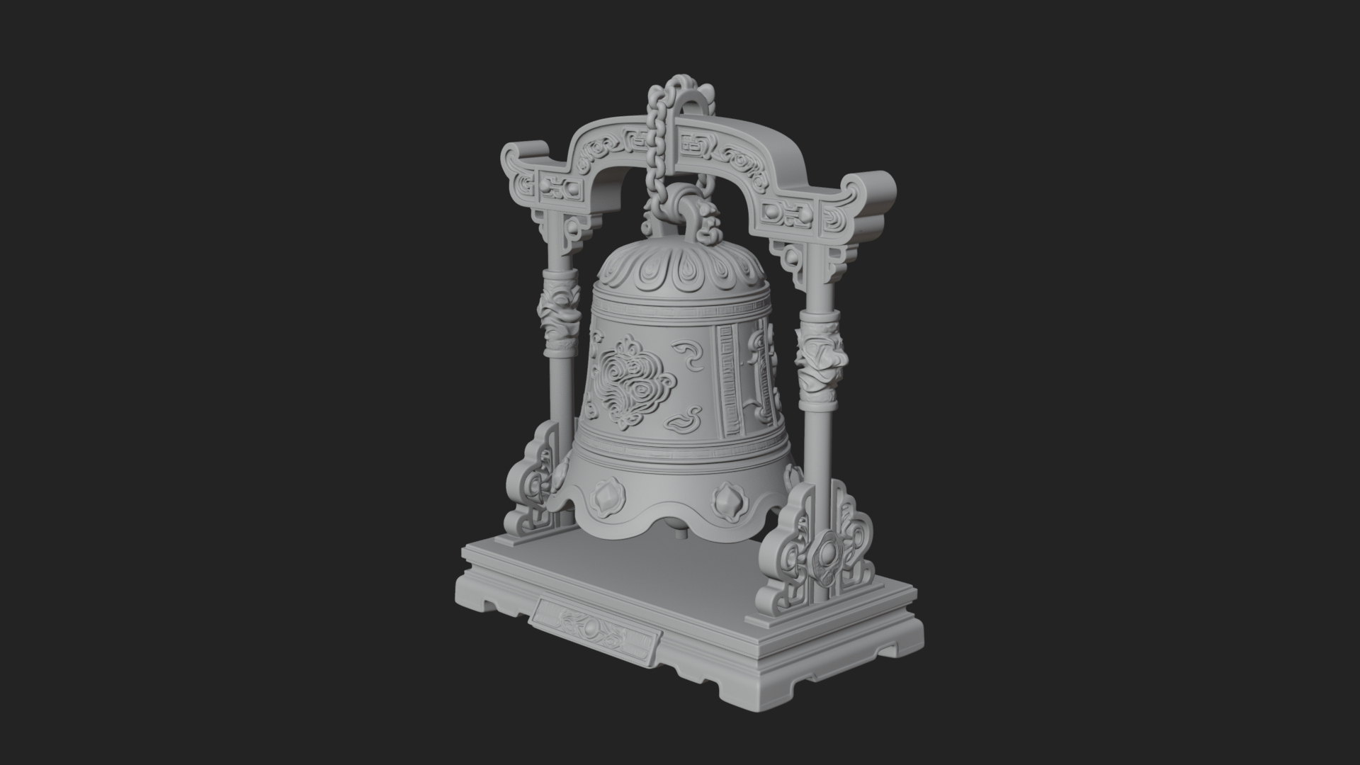Hanging Temple Bell Model Design 1 3D Print Model 3D Model