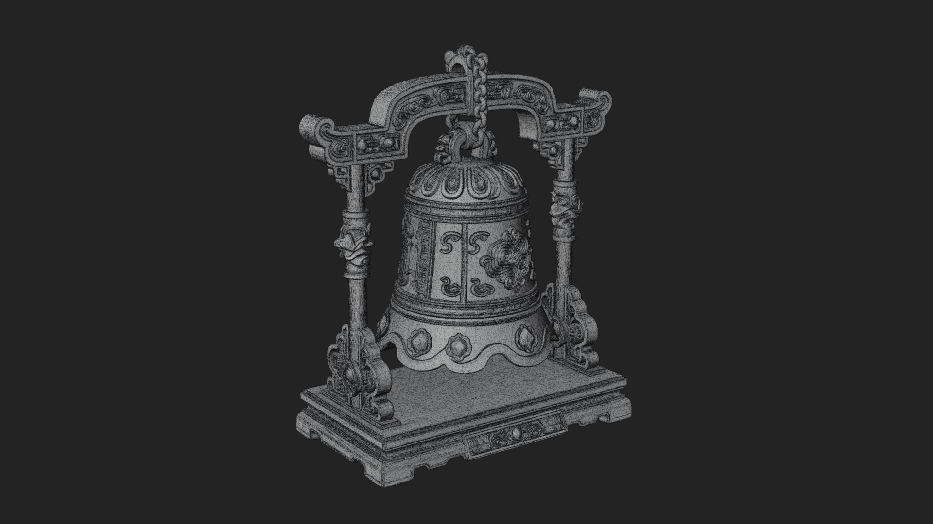 Hanging Temple Bell Model Design 1 3D Print Model 3D Model