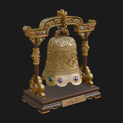 Hanging Temple Bell Model Design 1 3D Print Model