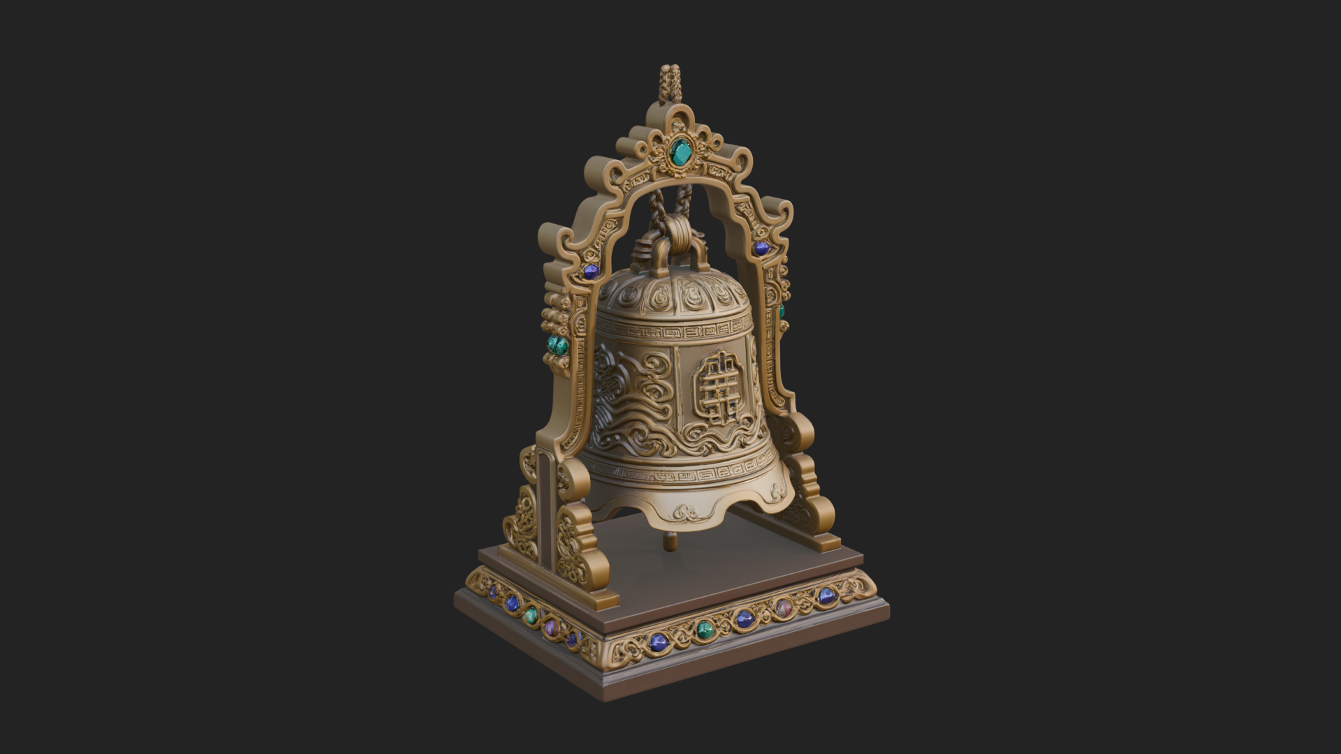 Hanging Temple Bell Model Design 2 3D Print Model 3D Model