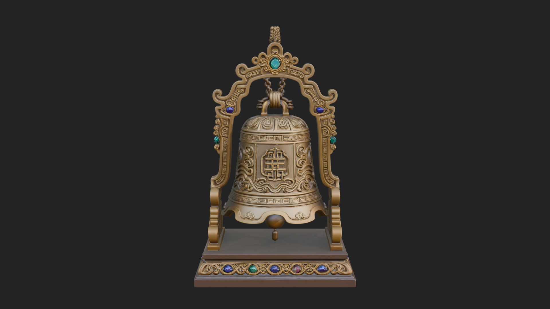 Hanging Temple Bell Model Design 2 3D Print Model 3D Model