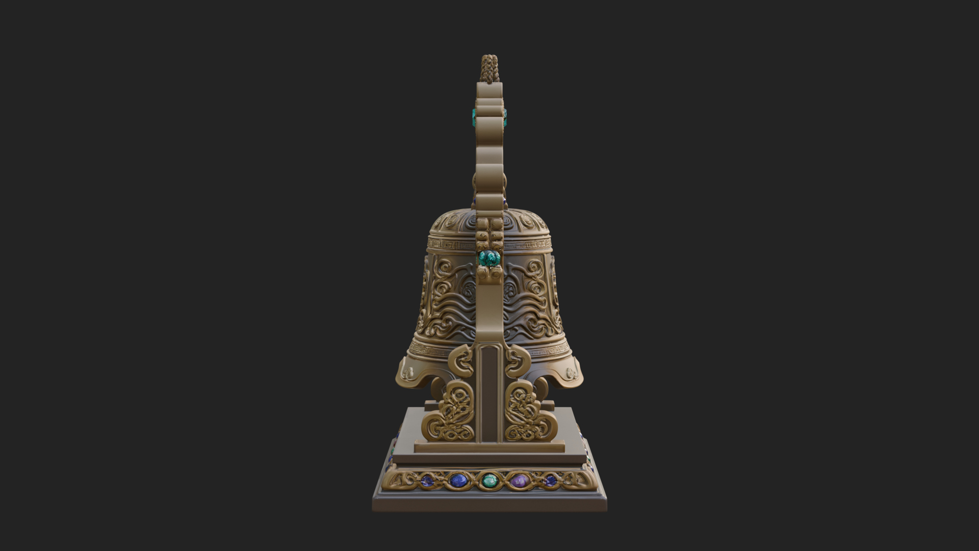 Hanging Temple Bell Model Design 2 3D Print Model 3D Model
