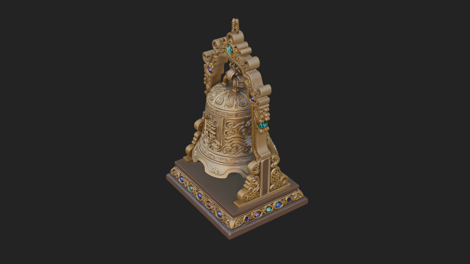 Hanging Temple Bell Model Design 2 3D Print Model 3D Model