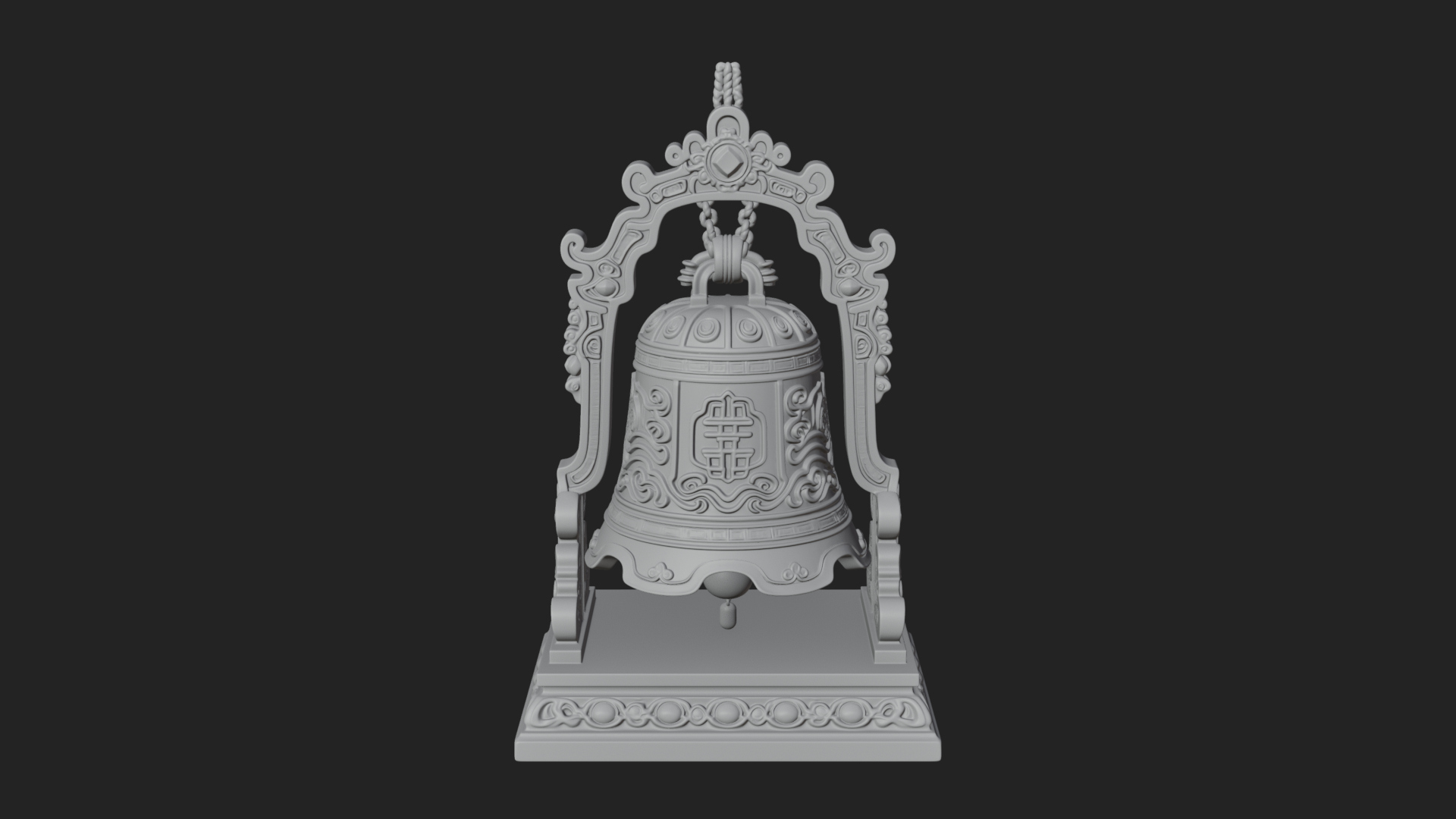 Hanging Temple Bell Model Design 2 3D Print Model 3D Model