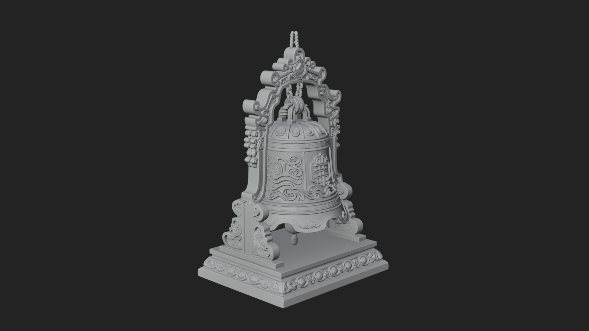Hanging Temple Bell Model Design 2 3D Print Model 3D Model