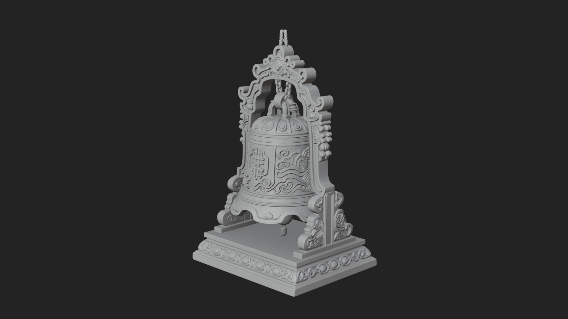 Hanging Temple Bell Model Design 2 3D Print Model 3D Model