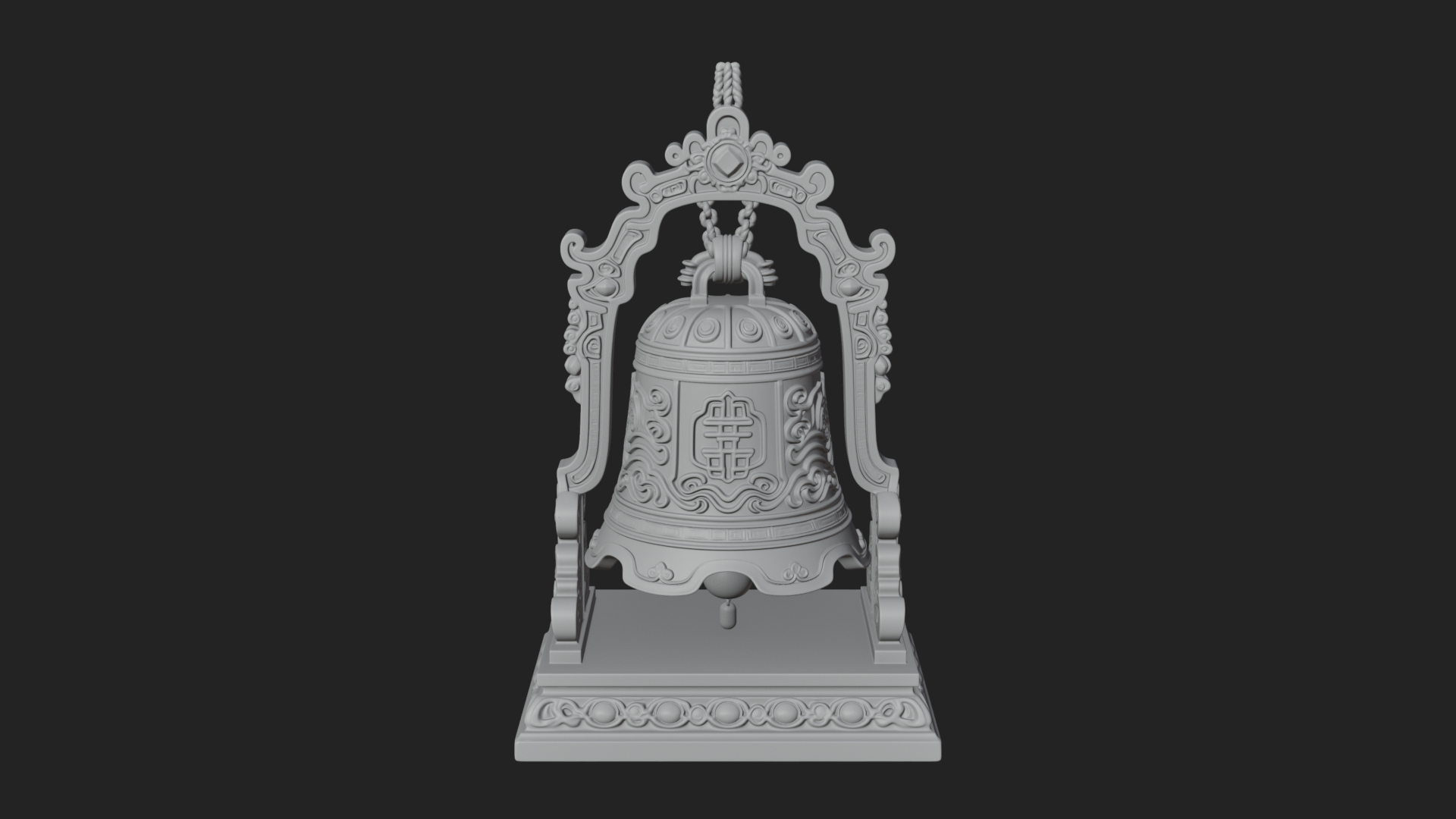 Hanging Temple Bell Model Design 2 3D Print Model 3D Model