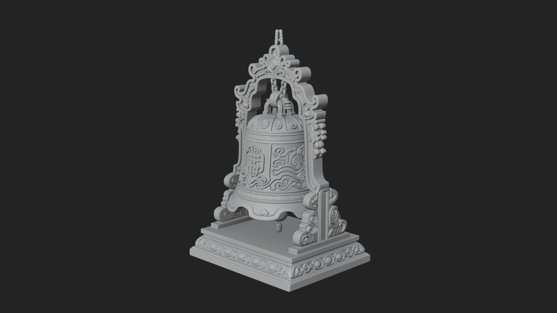 Hanging Temple Bell Model Design 2 3D Print Model 3D Model
