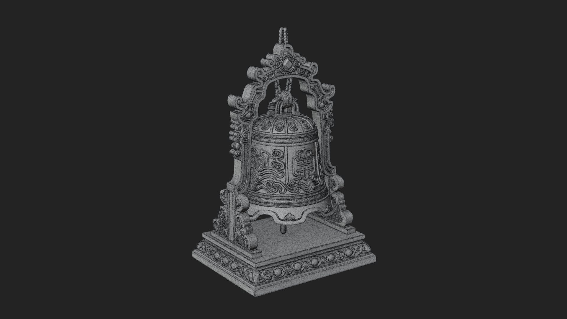 Hanging Temple Bell Model Design 2 3D Print Model 3D Model
