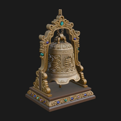 Hanging Temple Bell Model Design 2 3D Print Model