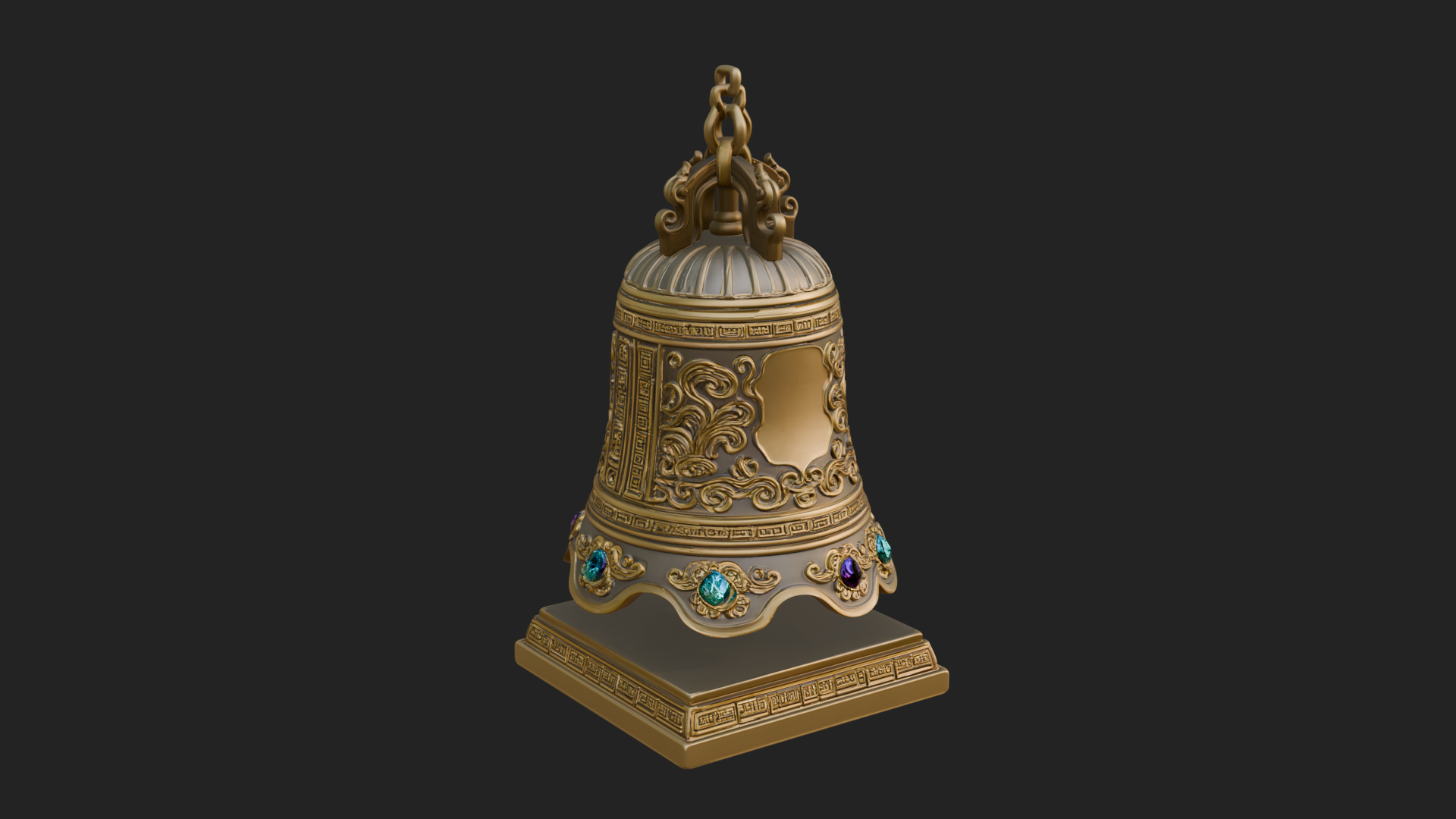 Hanging Temple Bell Model Design 3 3D Print Model 3D Model