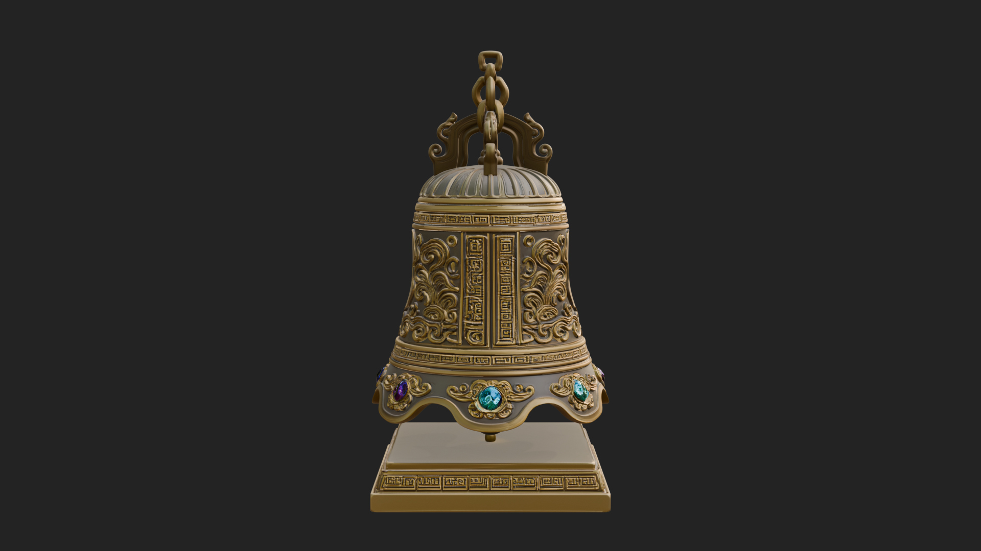 Hanging Temple Bell Model Design 3 3D Print Model 3D Model