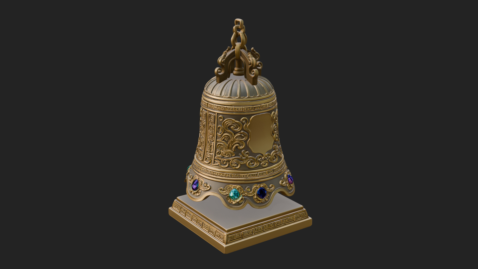 Hanging Temple Bell Model Design 3 3D Print Model 3D Model