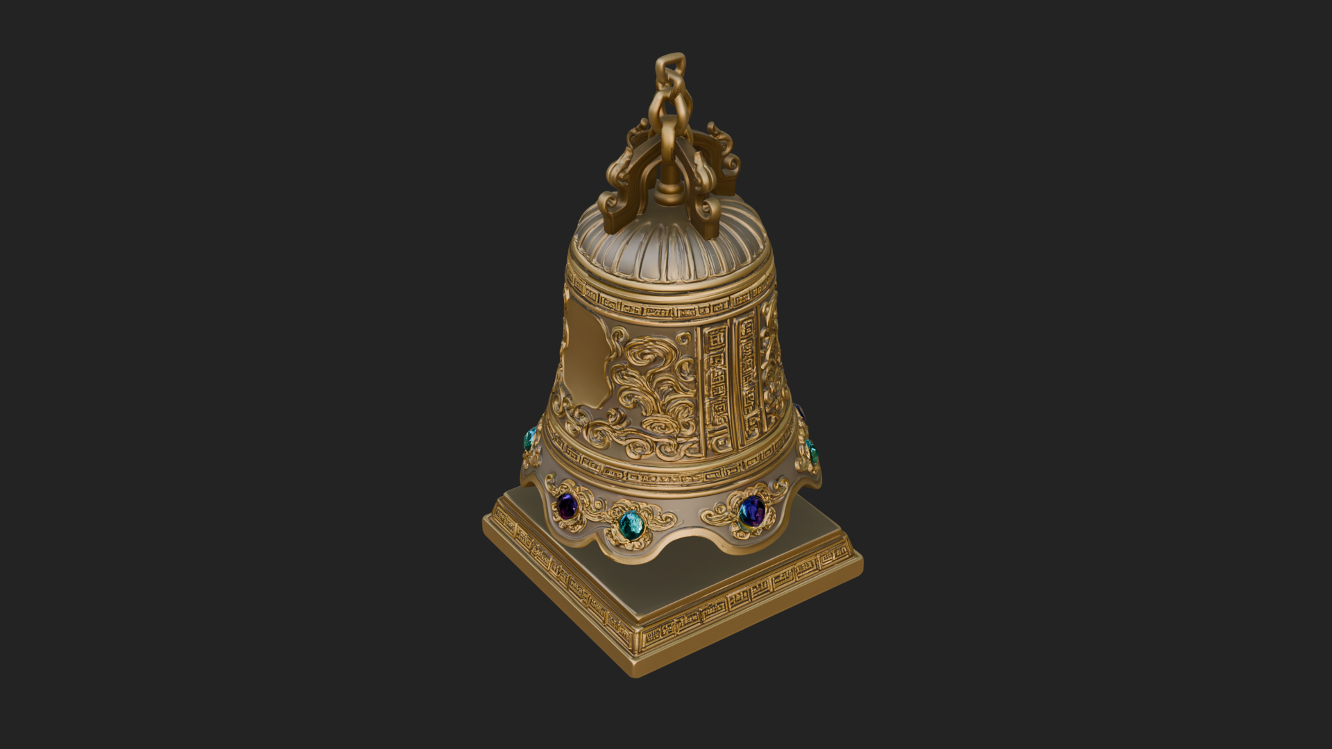 Hanging Temple Bell Model Design 3 3D Print Model 3D Model