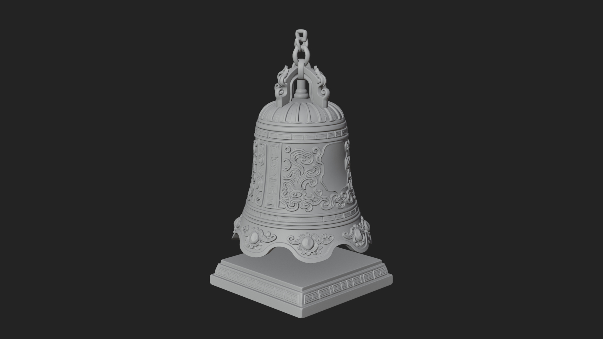 Hanging Temple Bell Model Design 3 3D Print Model 3D Model