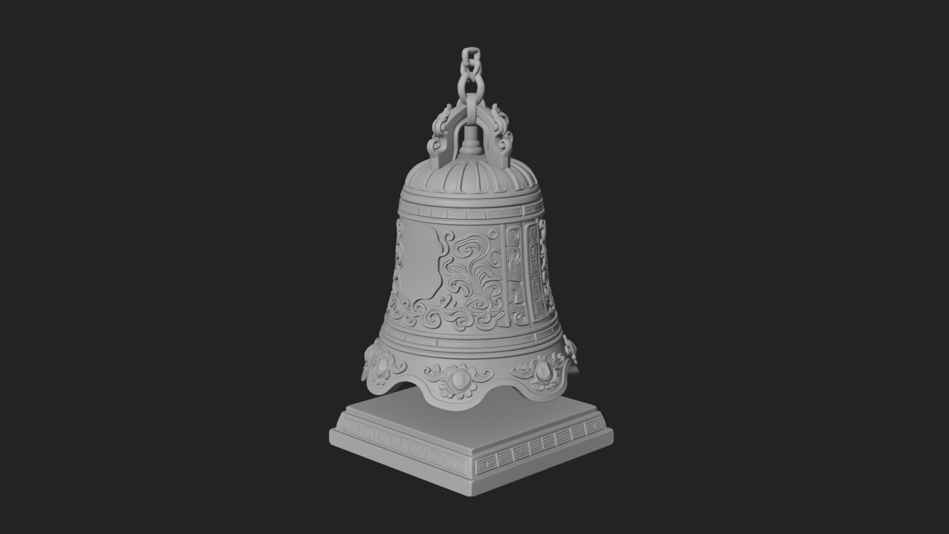 Hanging Temple Bell Model Design 3 3D Print Model 3D Model