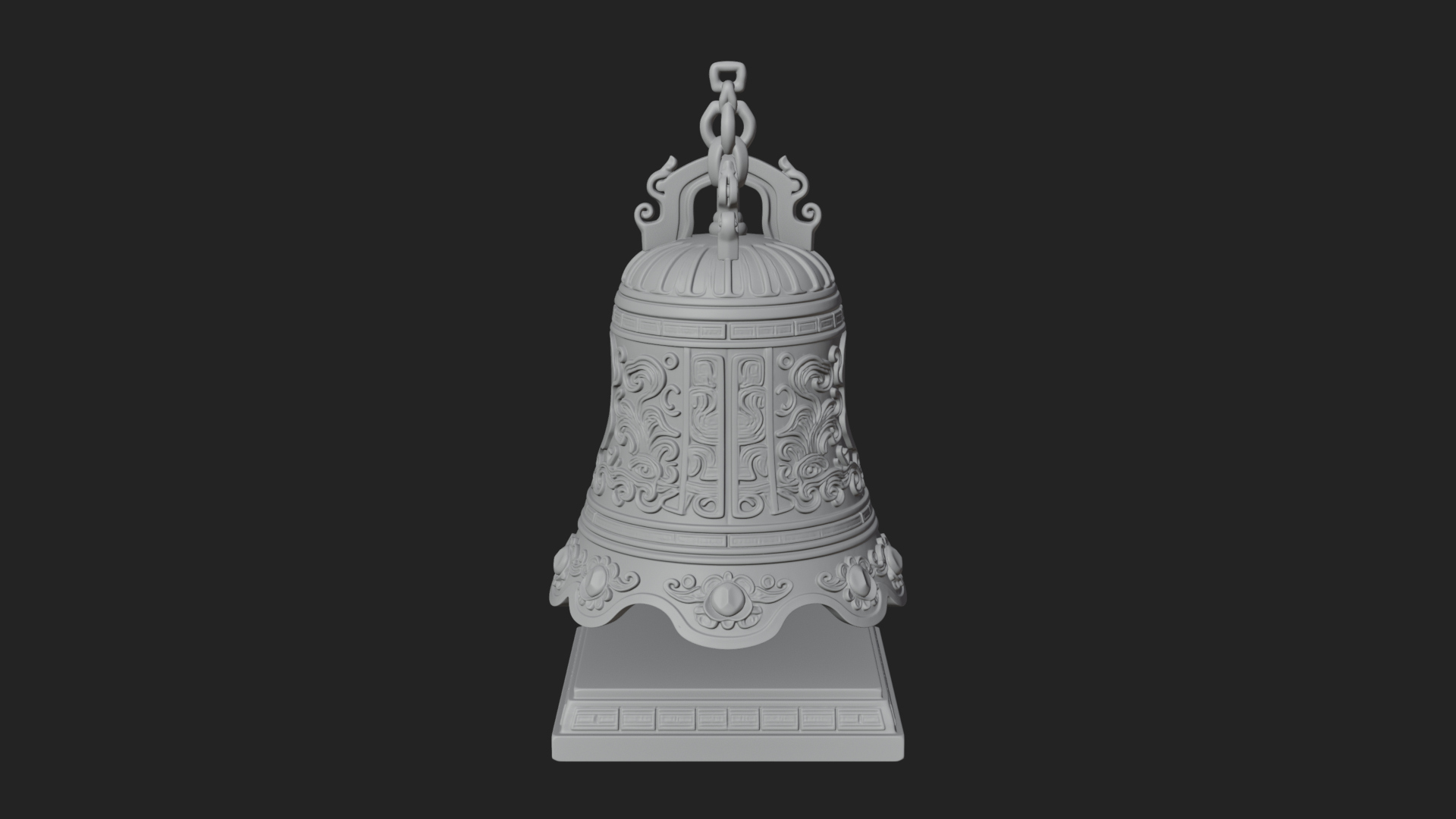 Hanging Temple Bell Model Design 3 3D Print Model 3D Model