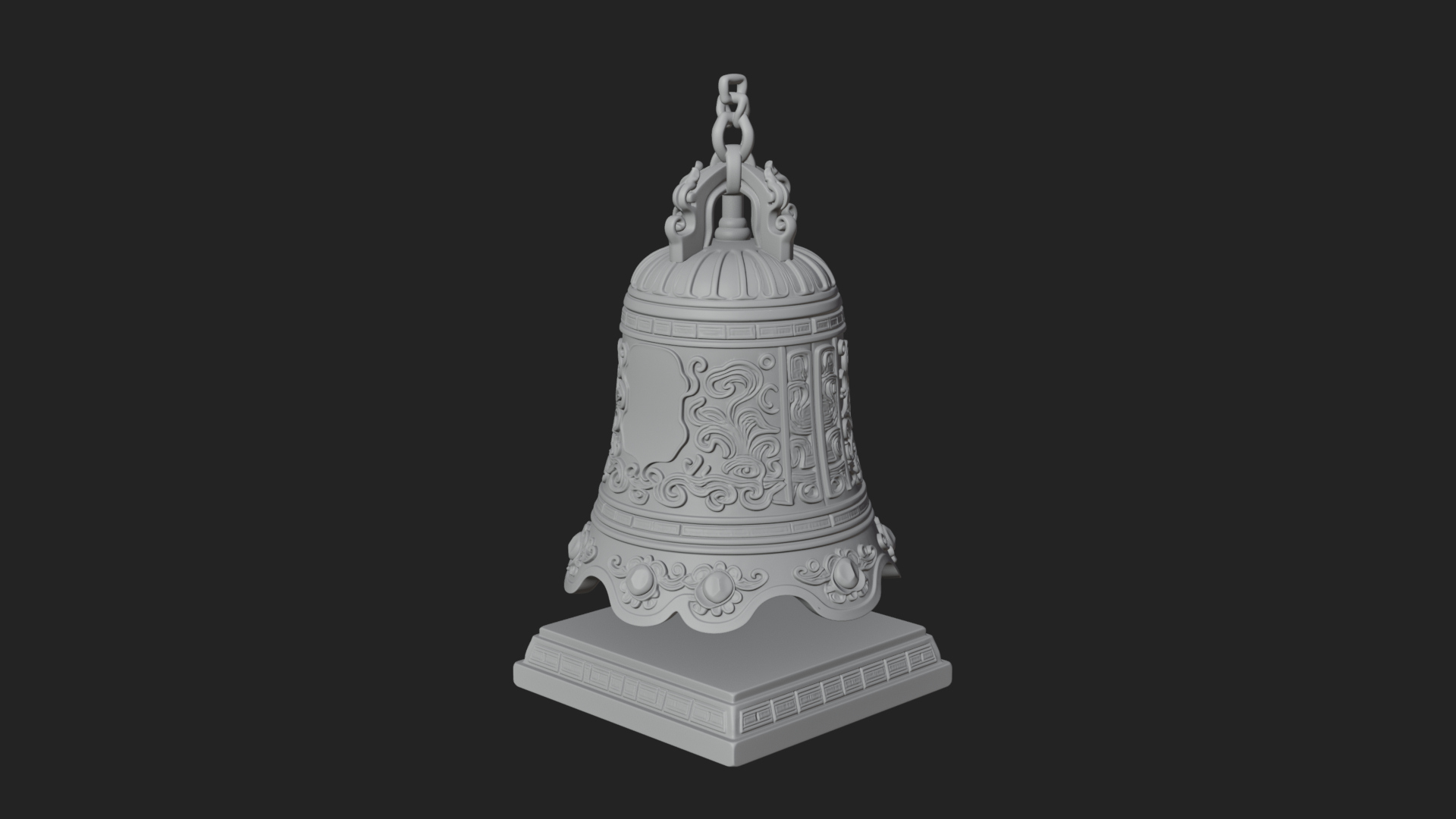 Hanging Temple Bell Model Design 3 3D Print Model 3D Model