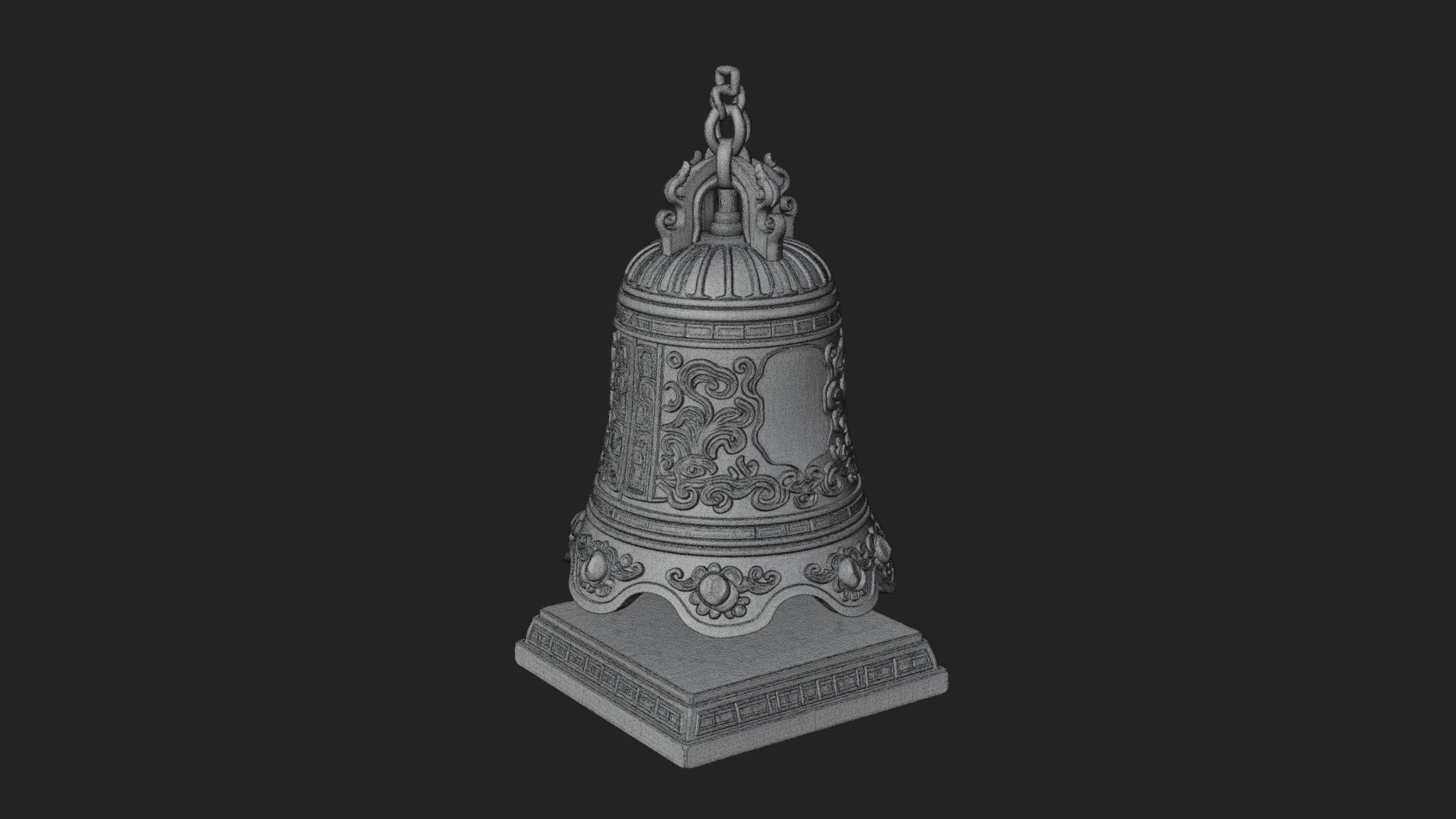 Hanging Temple Bell Model Design 3 3D Print Model 3D Model