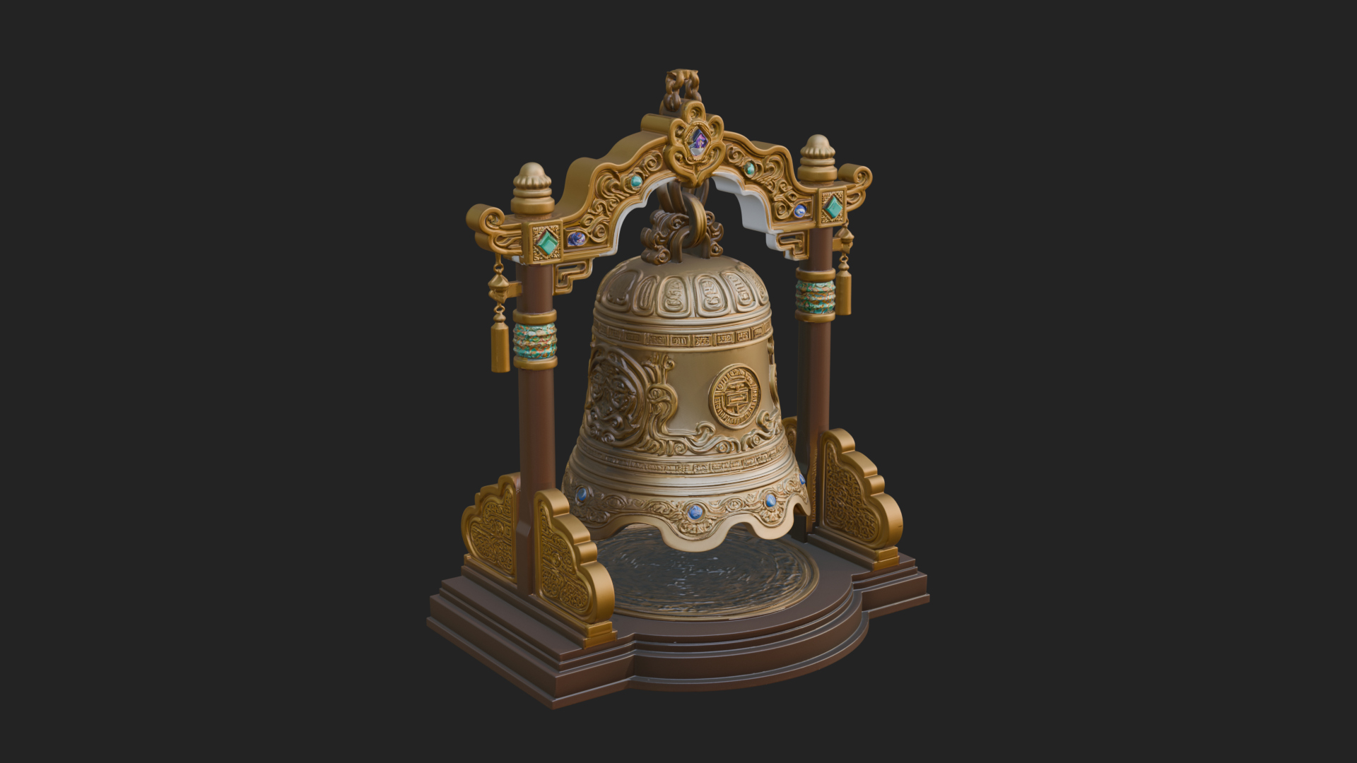 Hanging Temple Bell Model Design 4 3D Print Model 3D Model