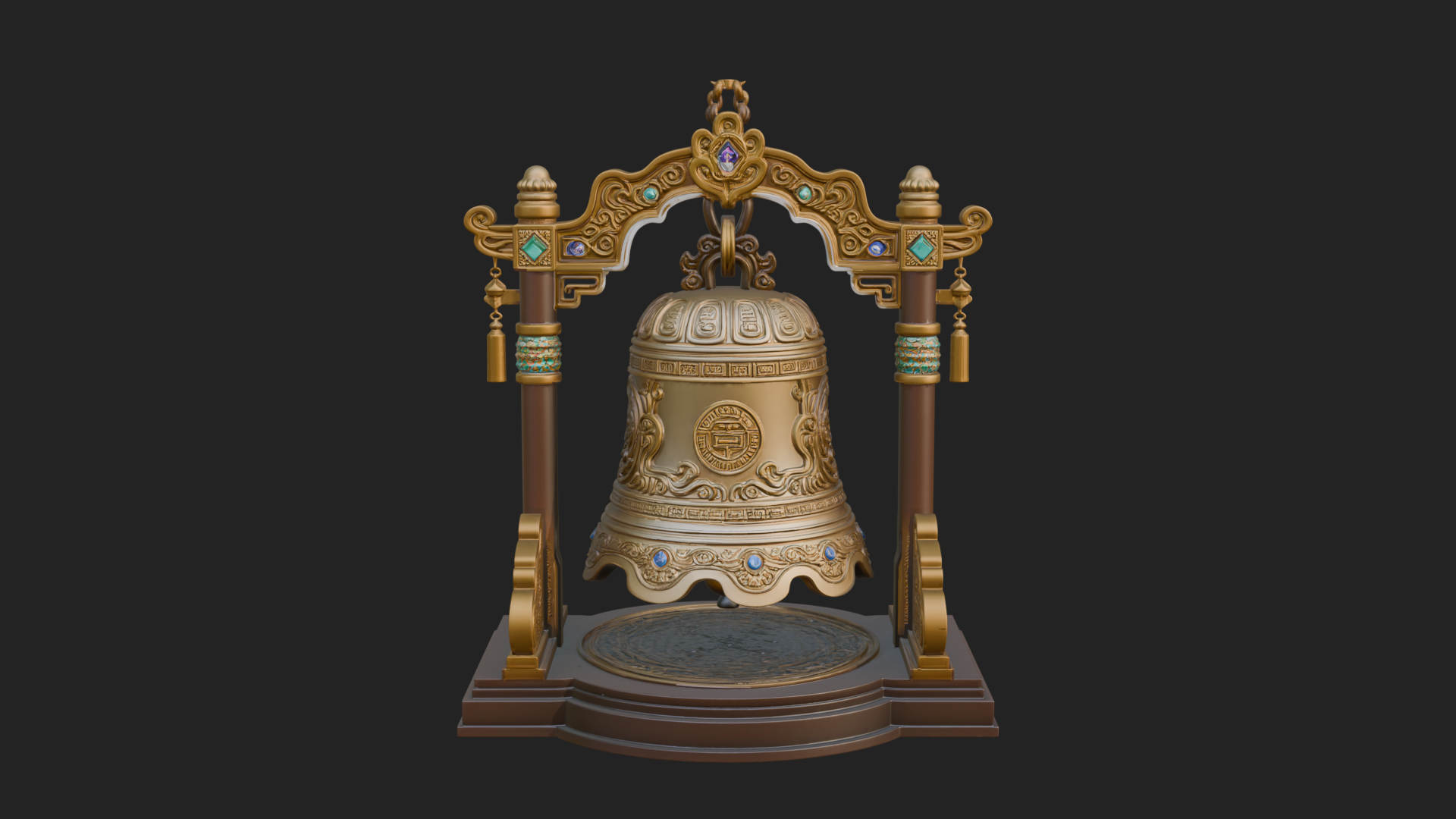 Hanging Temple Bell Model Design 4 3D Print Model 3D Model
