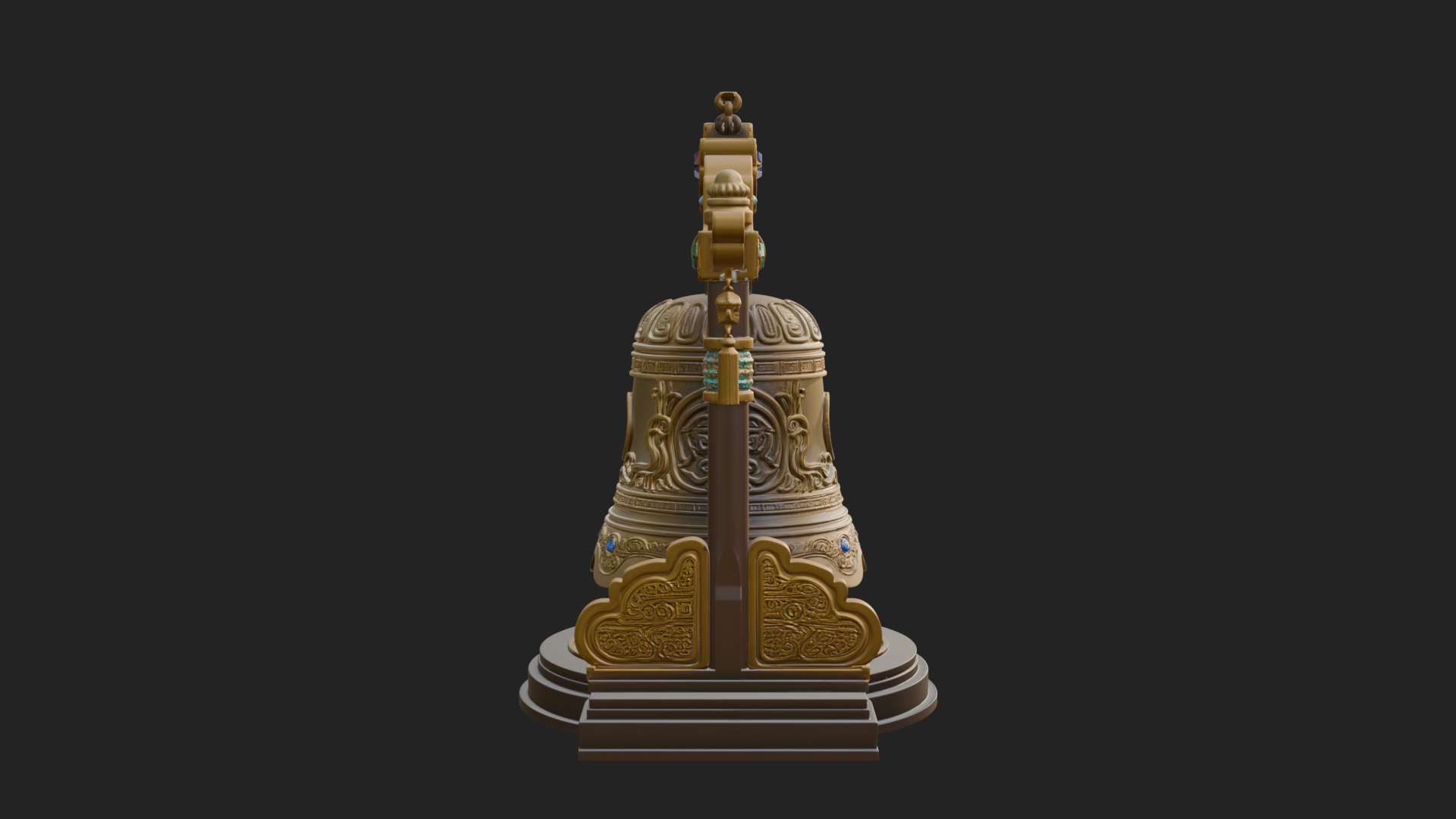 Hanging Temple Bell Model Design 4 3D Print Model 3D Model